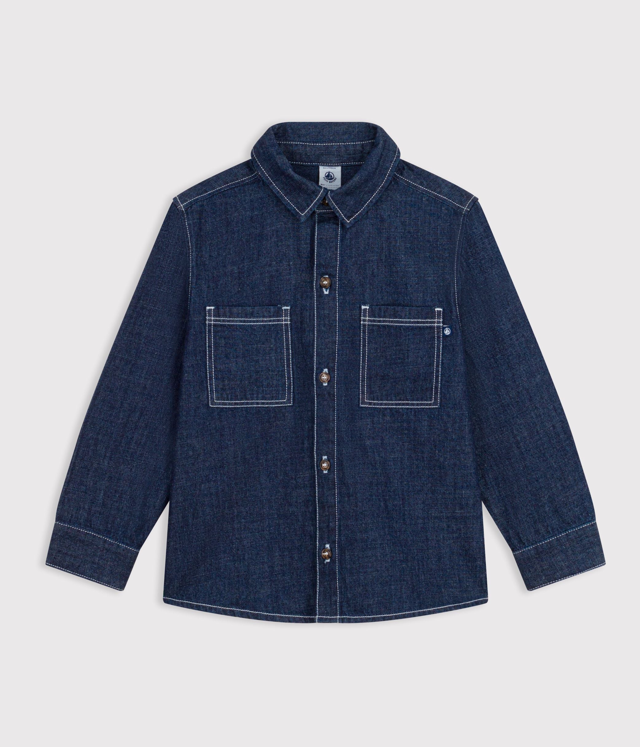chemise-enfant-en-denim-uni