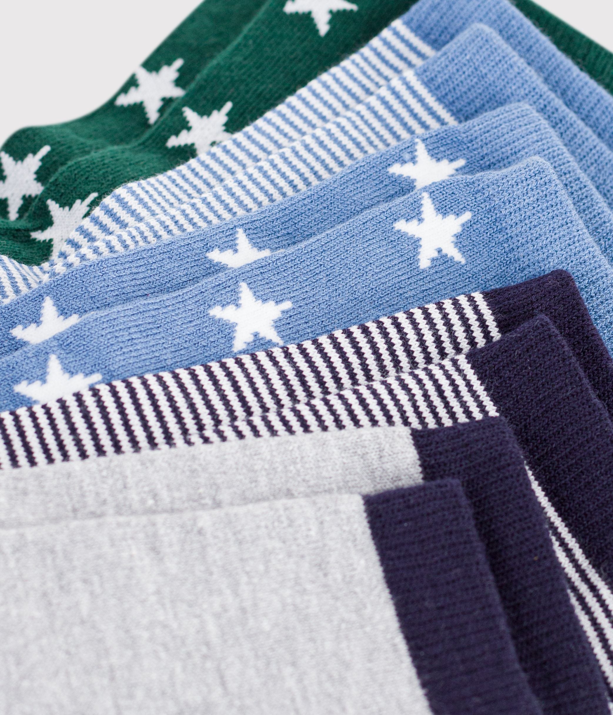 5-paires-de-chaussettes-enfant-en-coton-imprimé-étoiles-et-rayures
