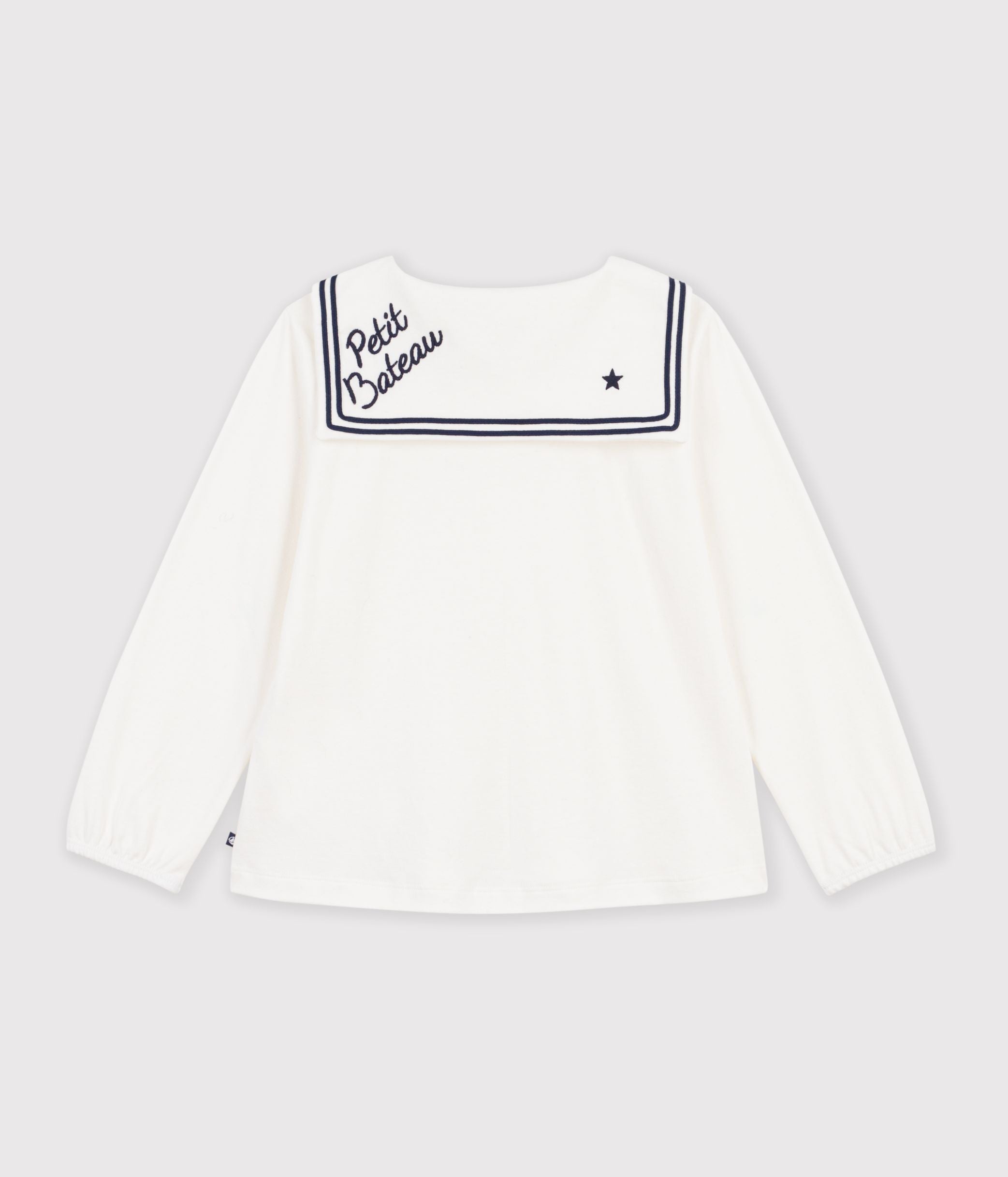 blouse-enfant-en-coton-à-col-manches-longues-unie