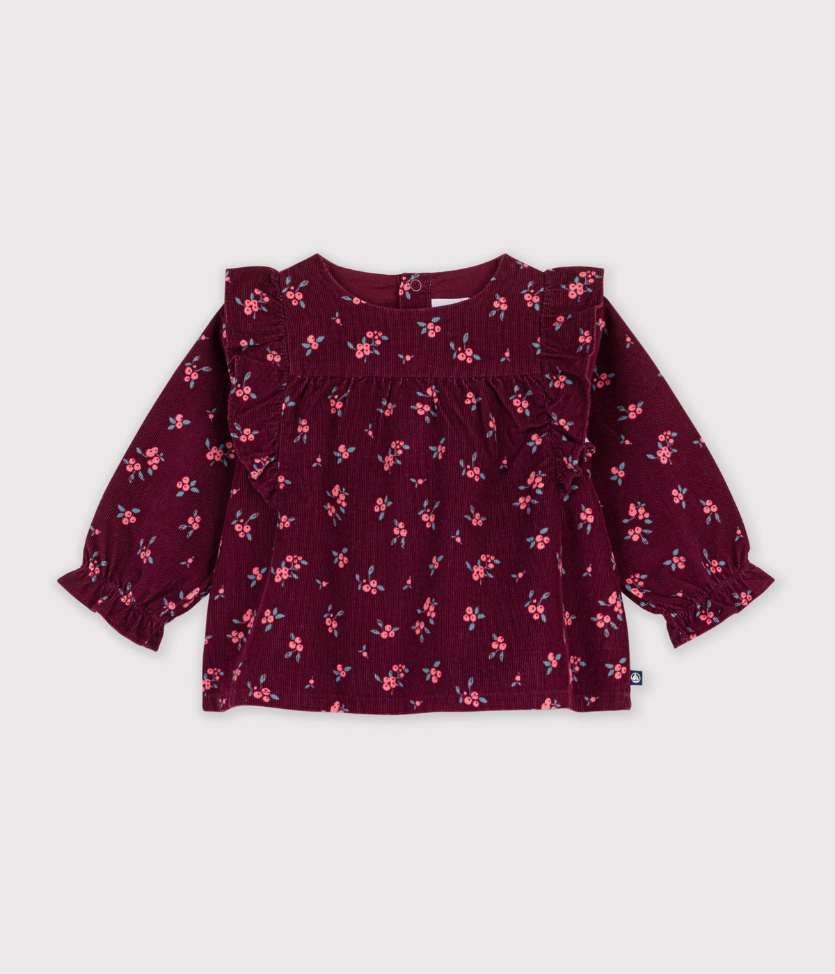 blouse-bébé-en-velours-manches-longues-imprimée-fleurs