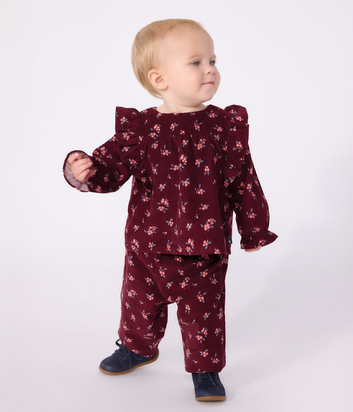 blouse-bébé-en-velours-manches-longues-imprimée-fleurs