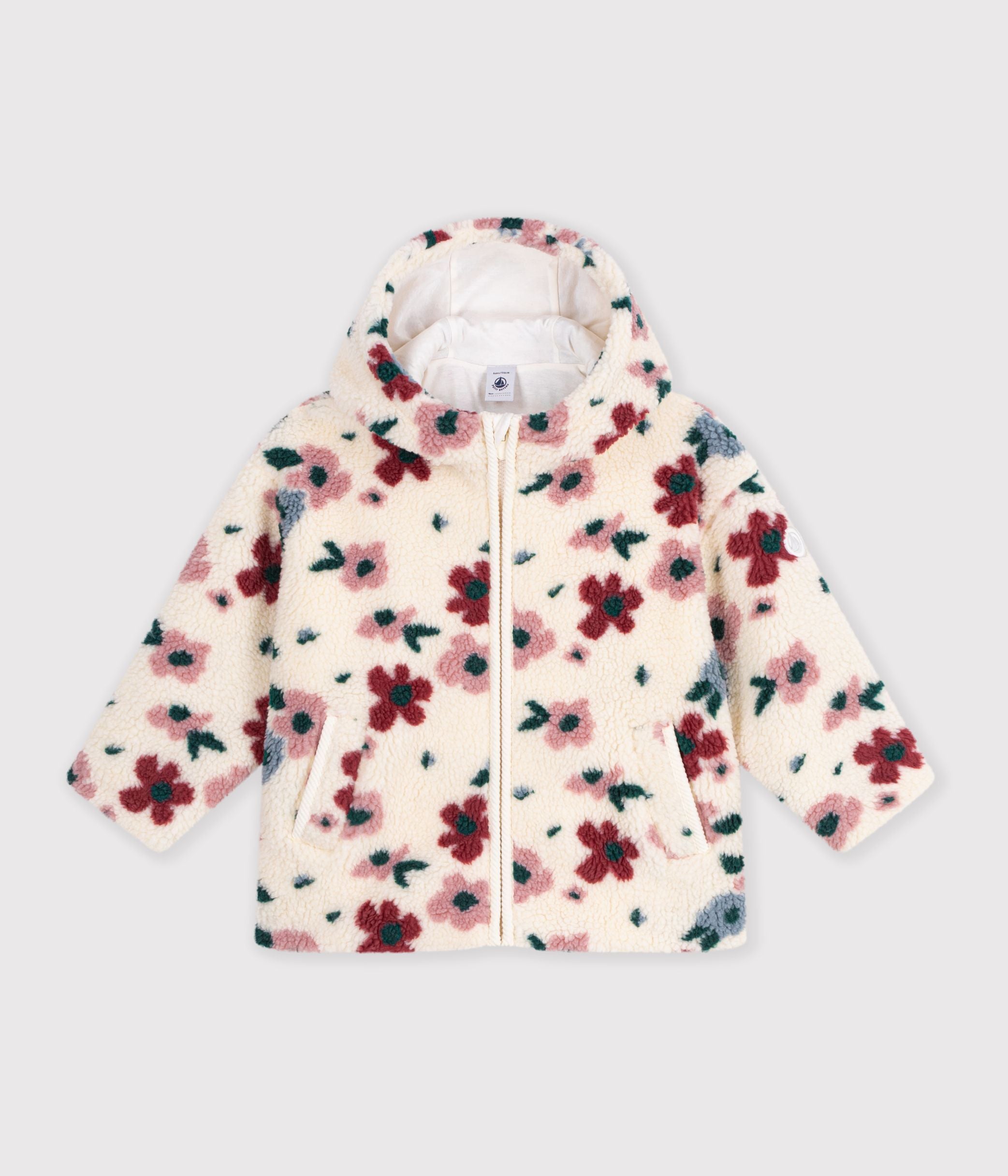 veste-à-capuche-enfant-en-sherpa-à-fleurs