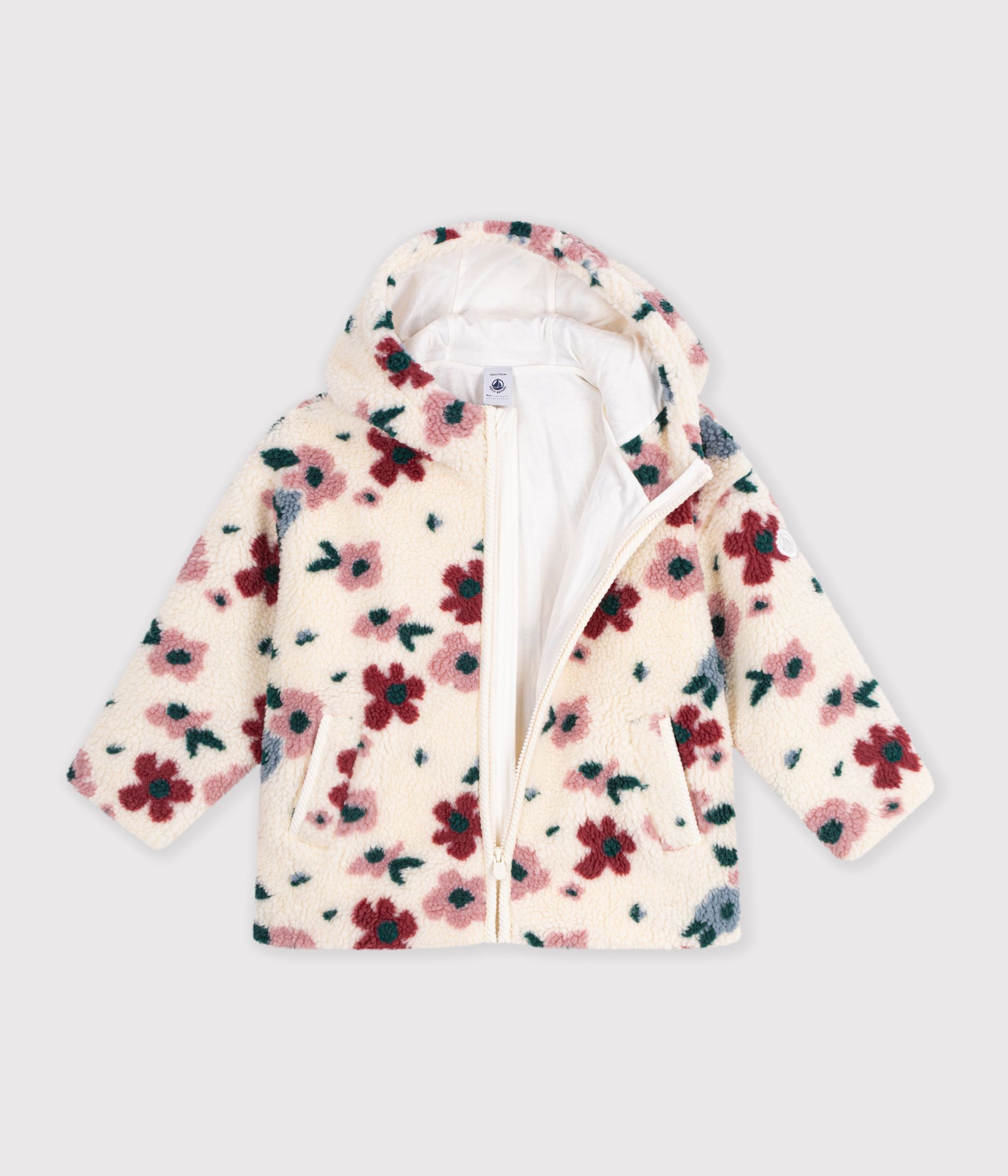 veste-à-capuche-enfant-en-sherpa-à-fleurs