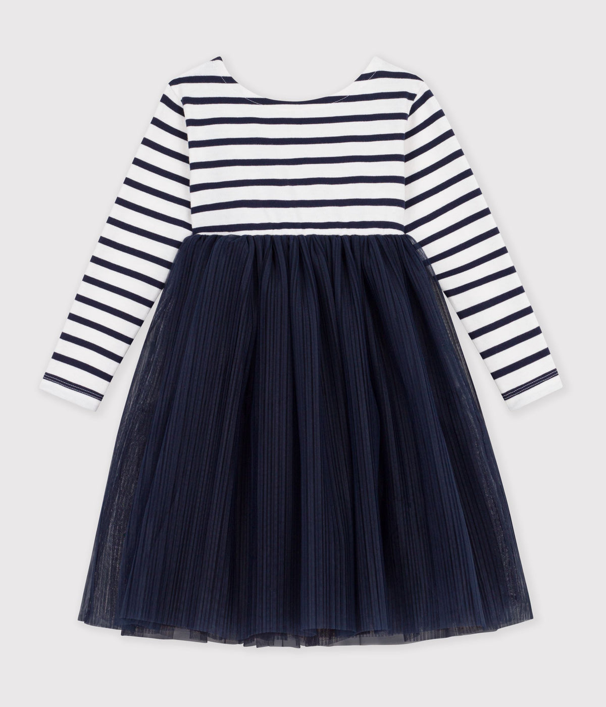 robe-enfant-en-coton-et-tulle-manches-longues-à-rayures