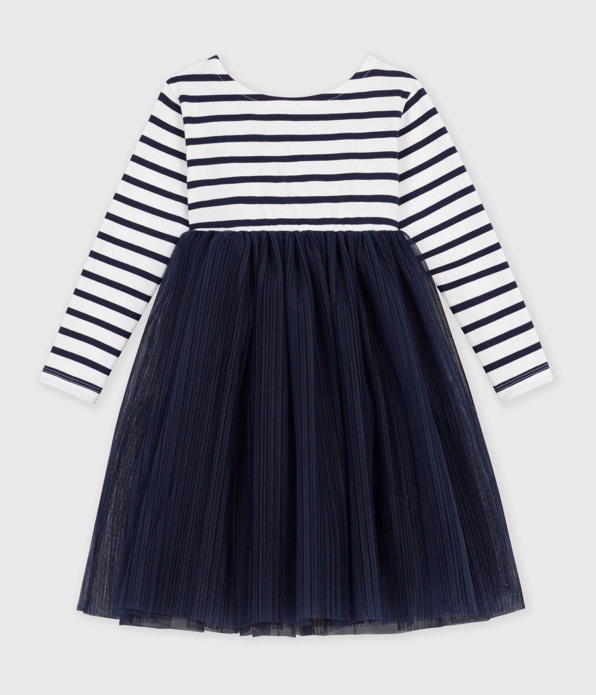 robe-enfant-en-coton-et-tulle-manches-longues-à-rayures