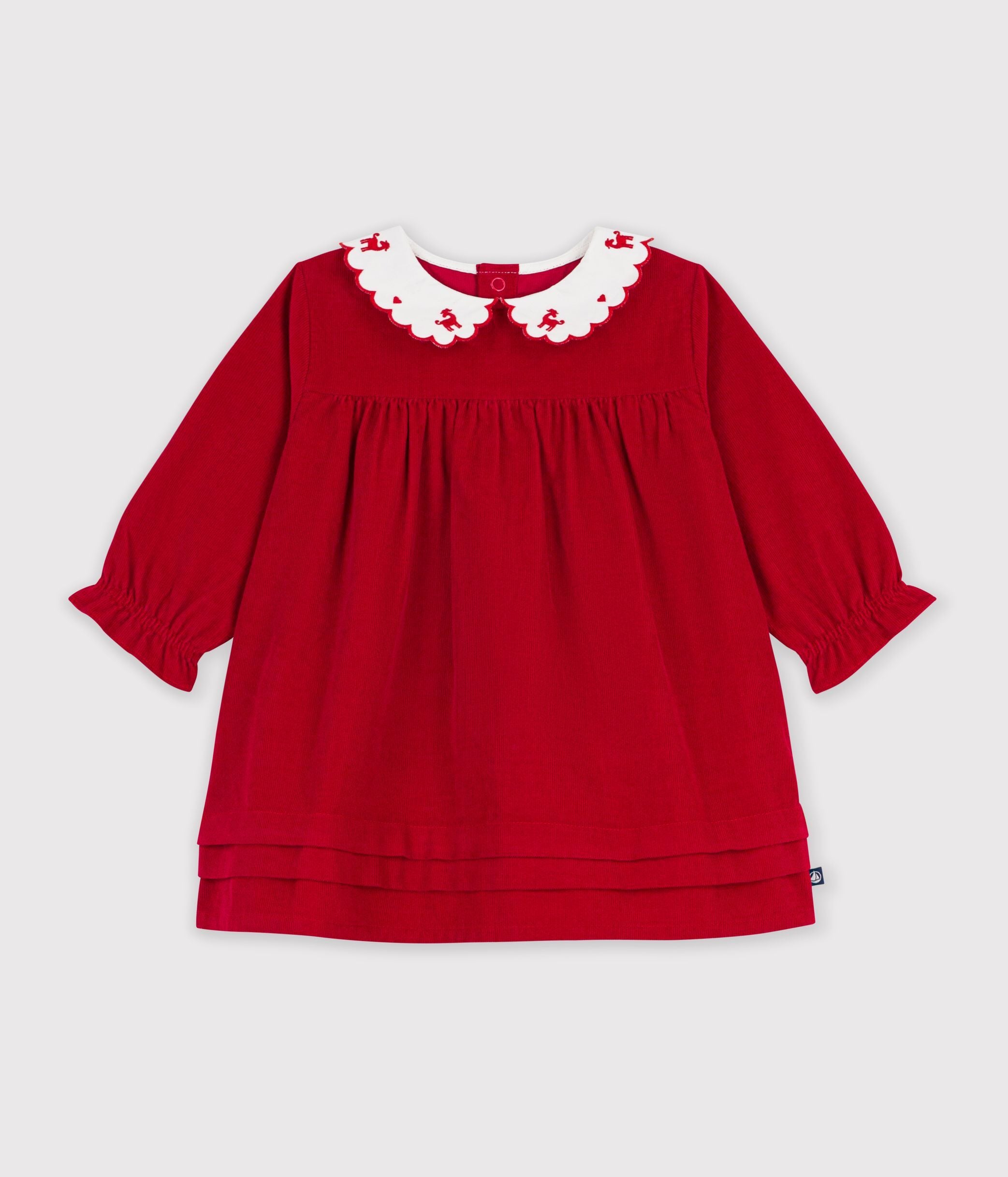 robe-bébé-en-velours-manches-longues-et-col-brodé