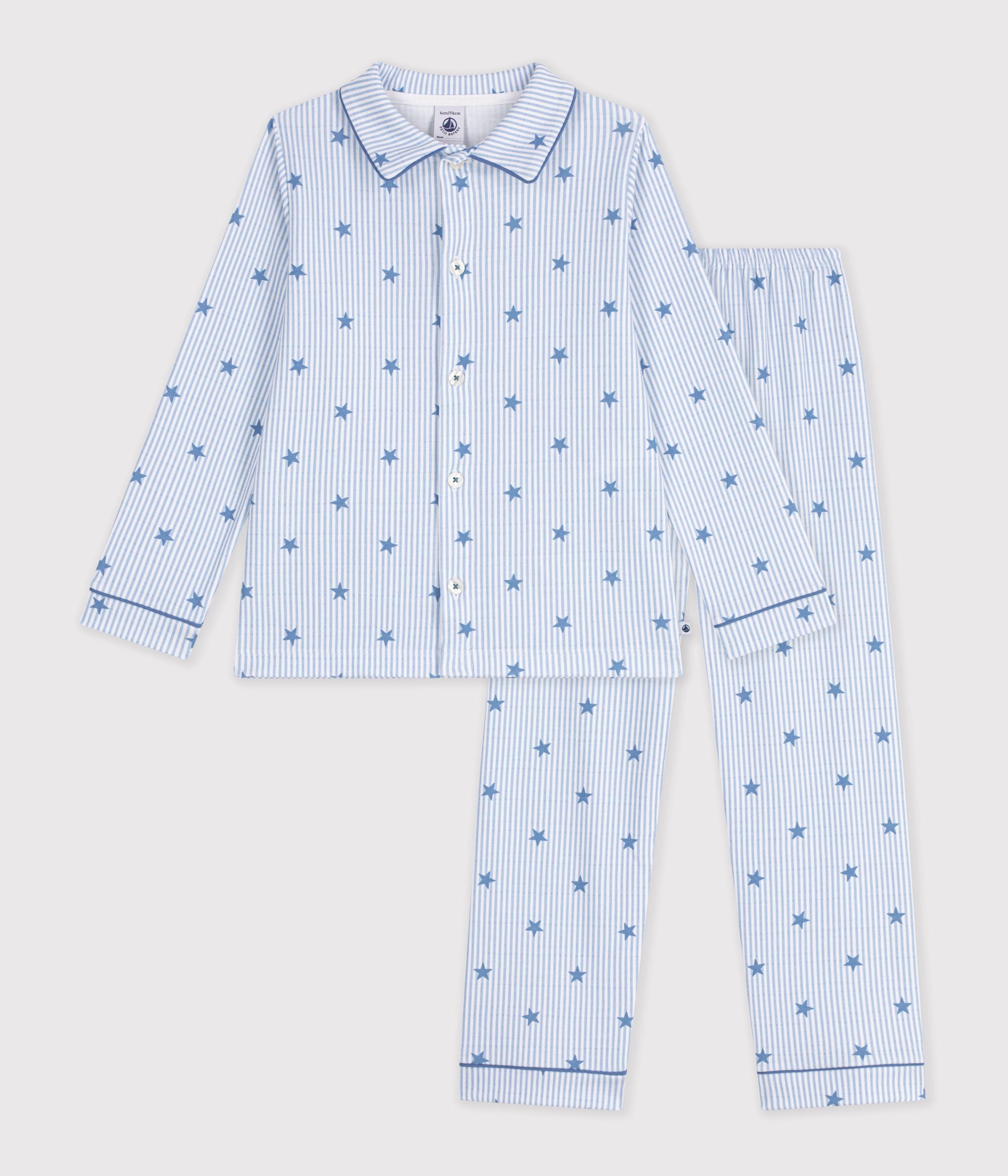 pyjama-boutonné-enfant-en-coton-imprimé-étoiles