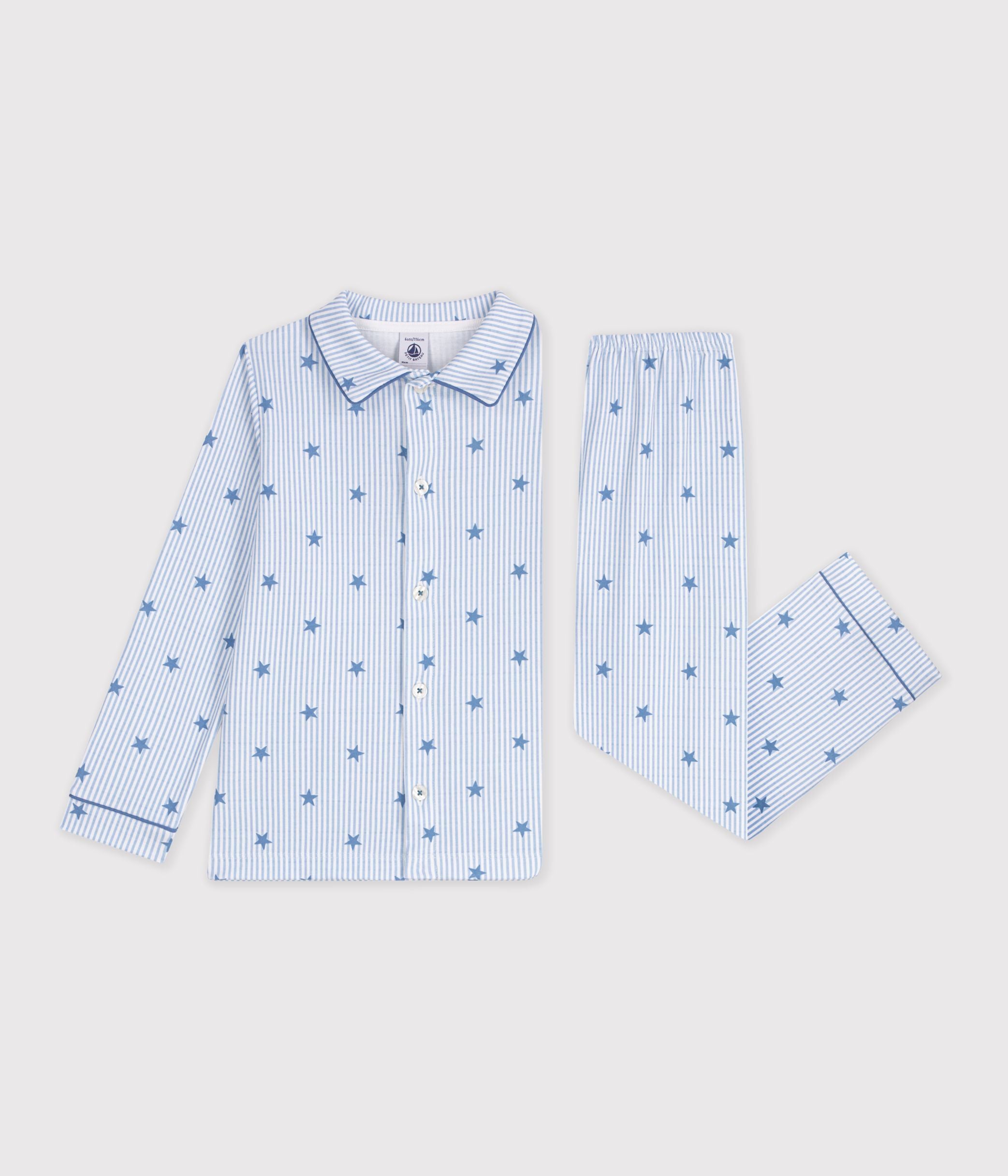 pyjama-boutonné-enfant-en-coton-imprimé-étoiles