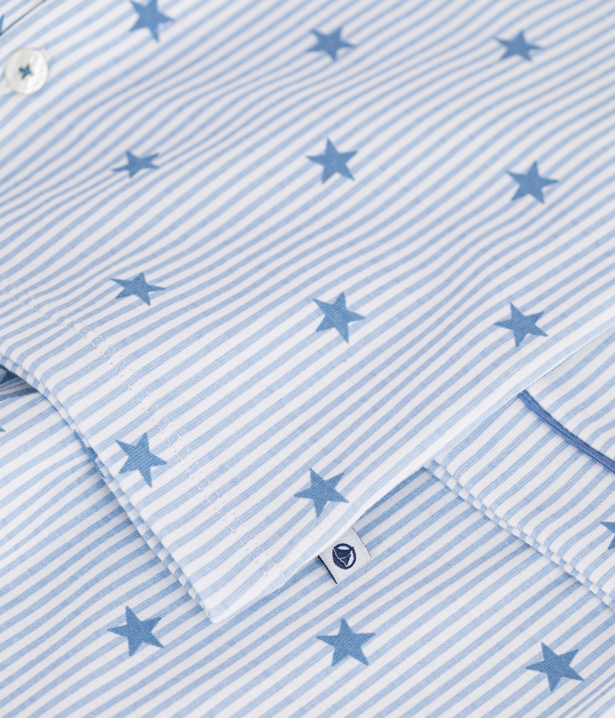pyjama-boutonné-enfant-en-coton-imprimé-étoiles