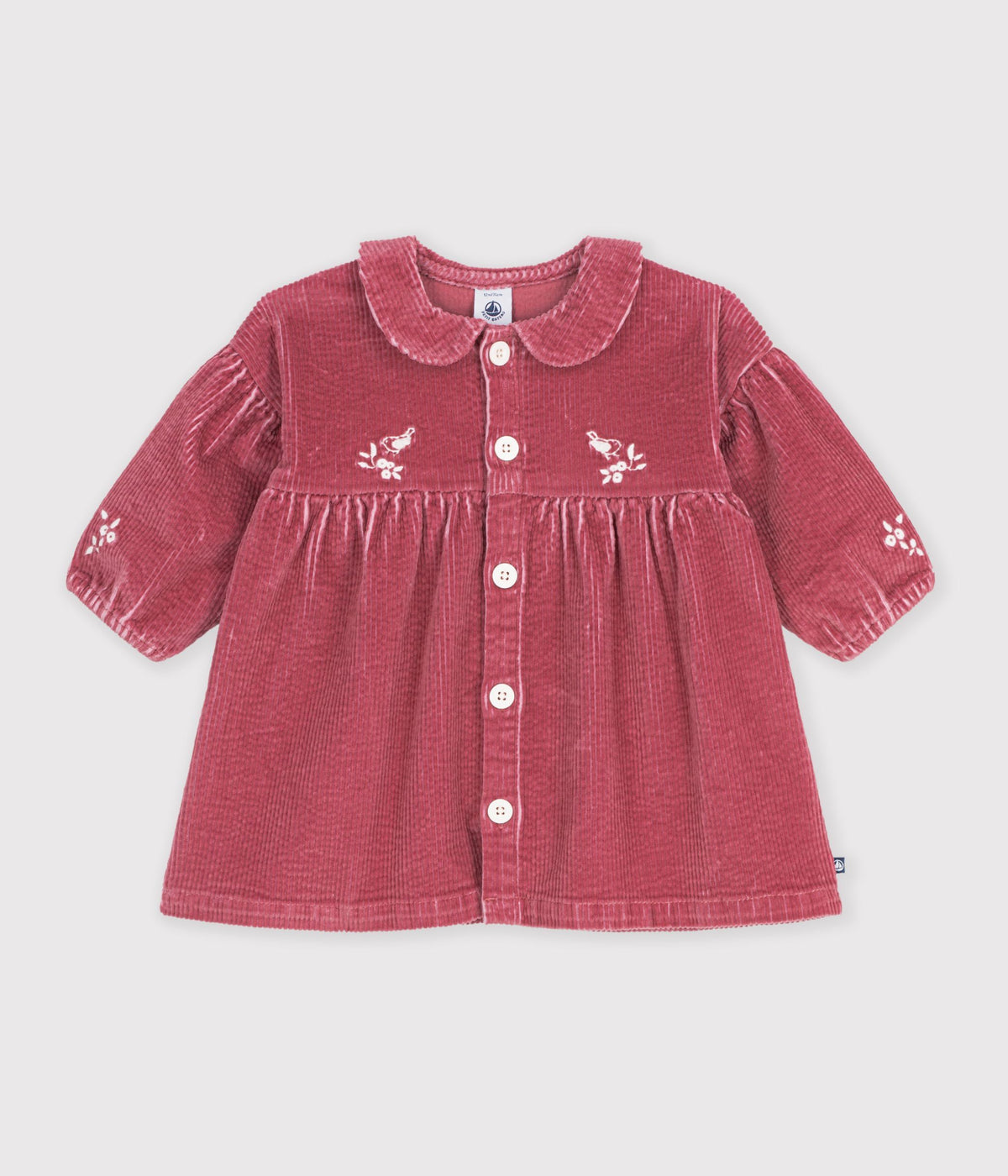 robe-bébé-en-velours-manches-longues-unie