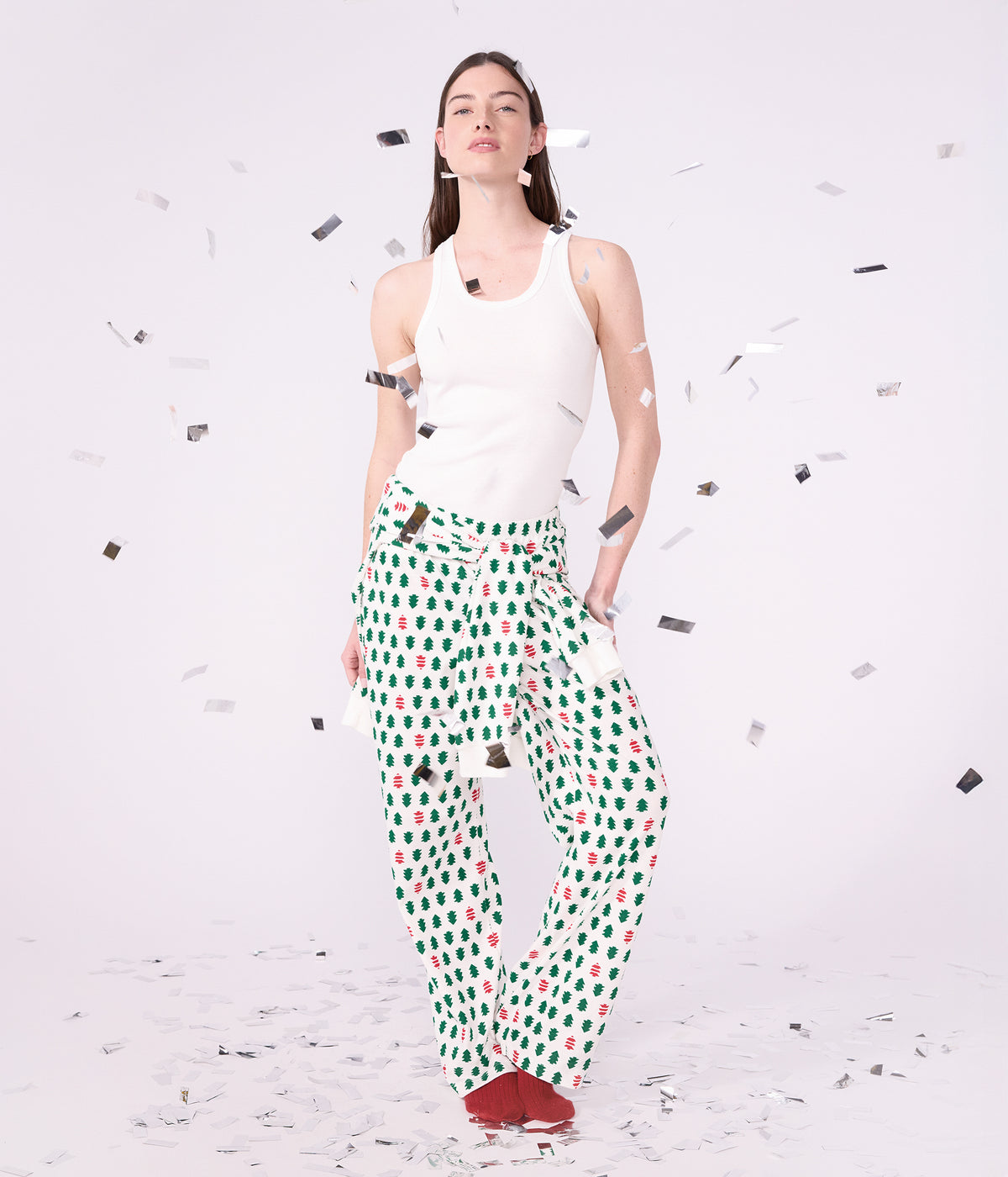 pyjama-femme-en-coton-imprimé-sapins