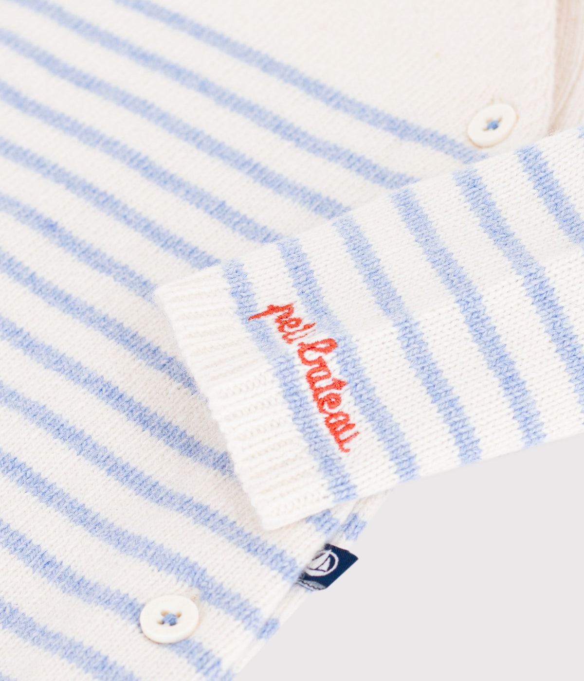 combinaison-bébé-en-tricot-laine-et-coton-à-rayures