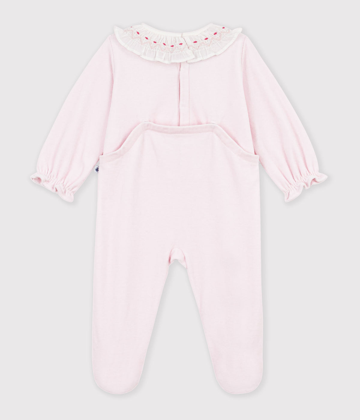 pyjama-bébé-en-velours-avec-collerette-et-ouverture-dos-uni