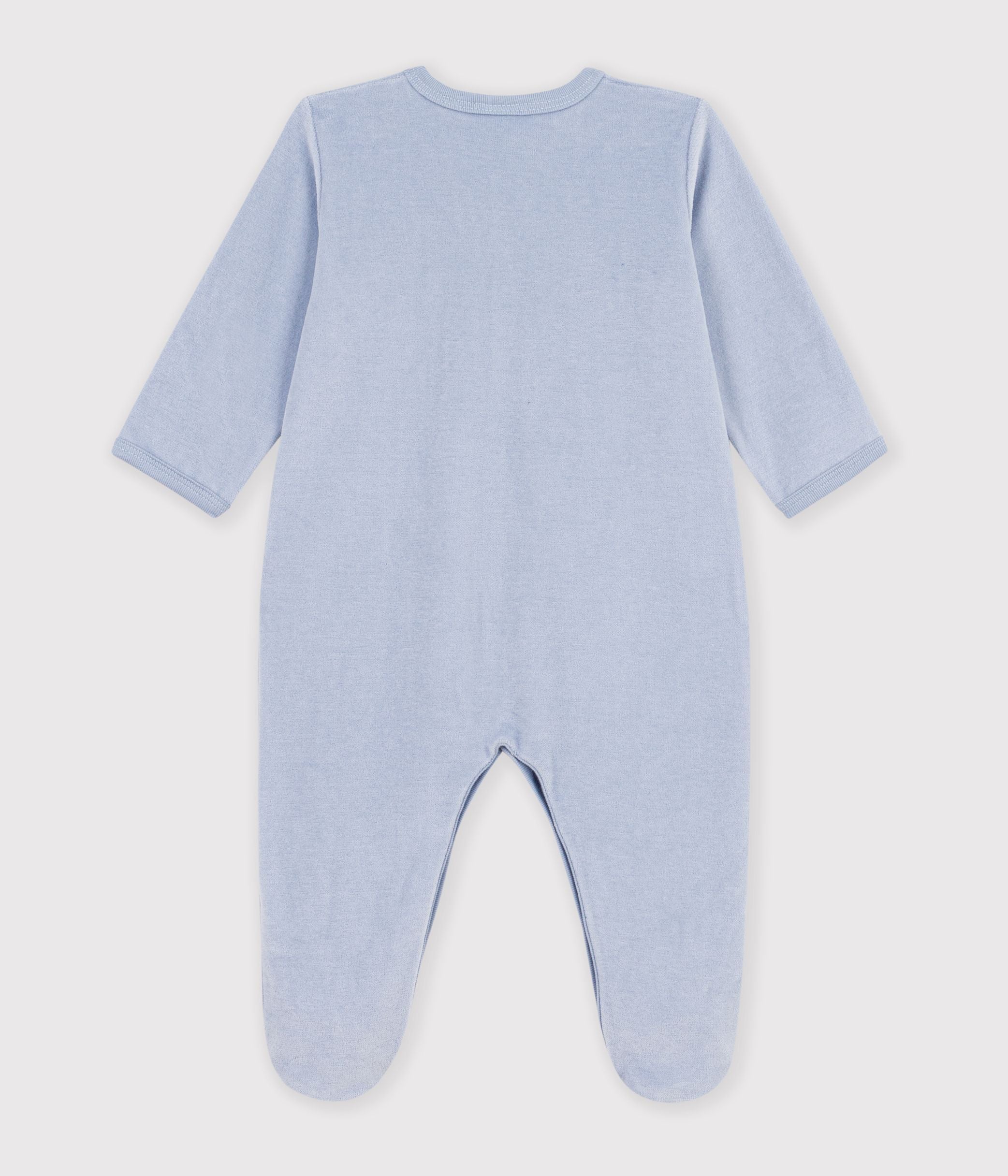 pyjama-bébé-en-velours-uni-avec-motif-placé