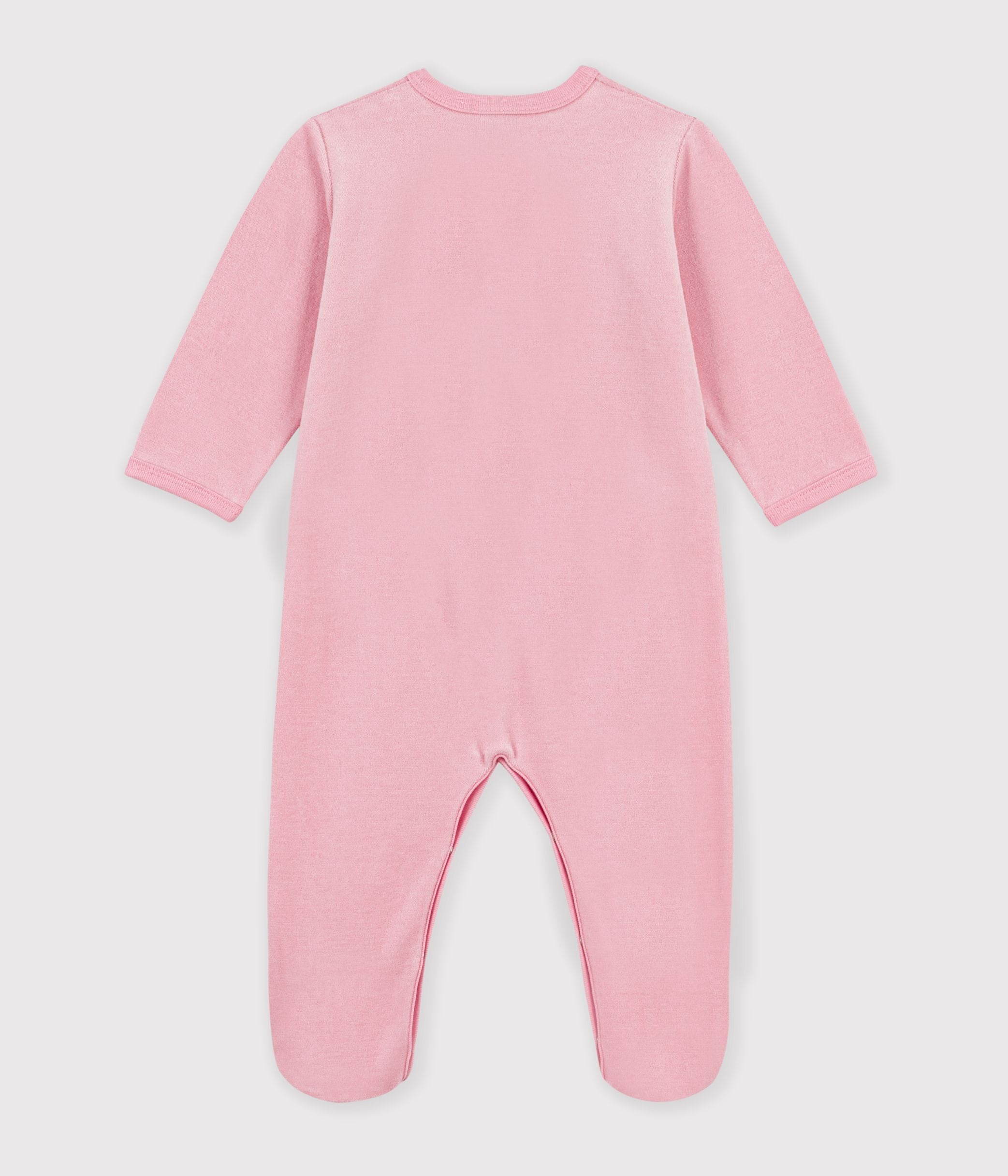 pyjama-bébé-en-velours-uni-avec-motif-placé