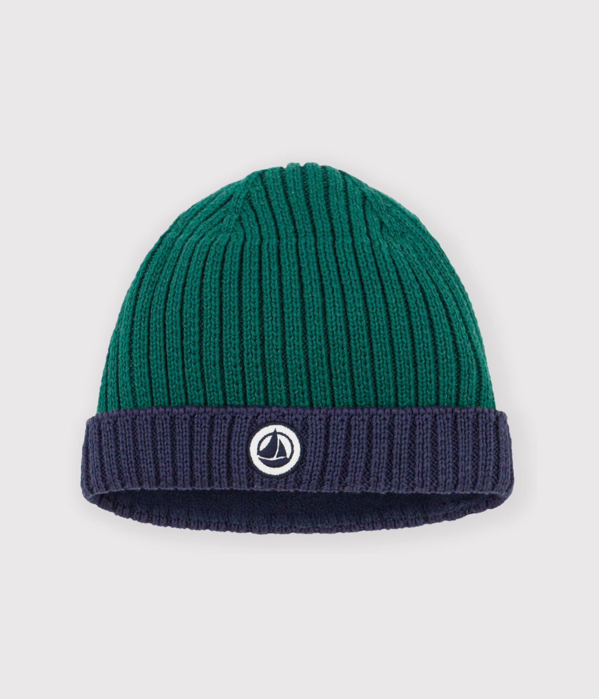 bonnet-bébé-en-tricot-bicolore-doublé-polaire