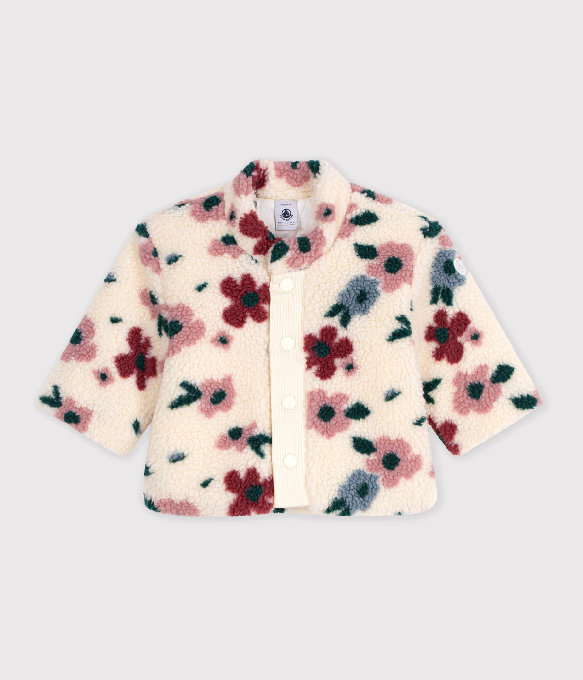 manteau-bébé-ouatiné-en-sherpa-imprimée-fleurs