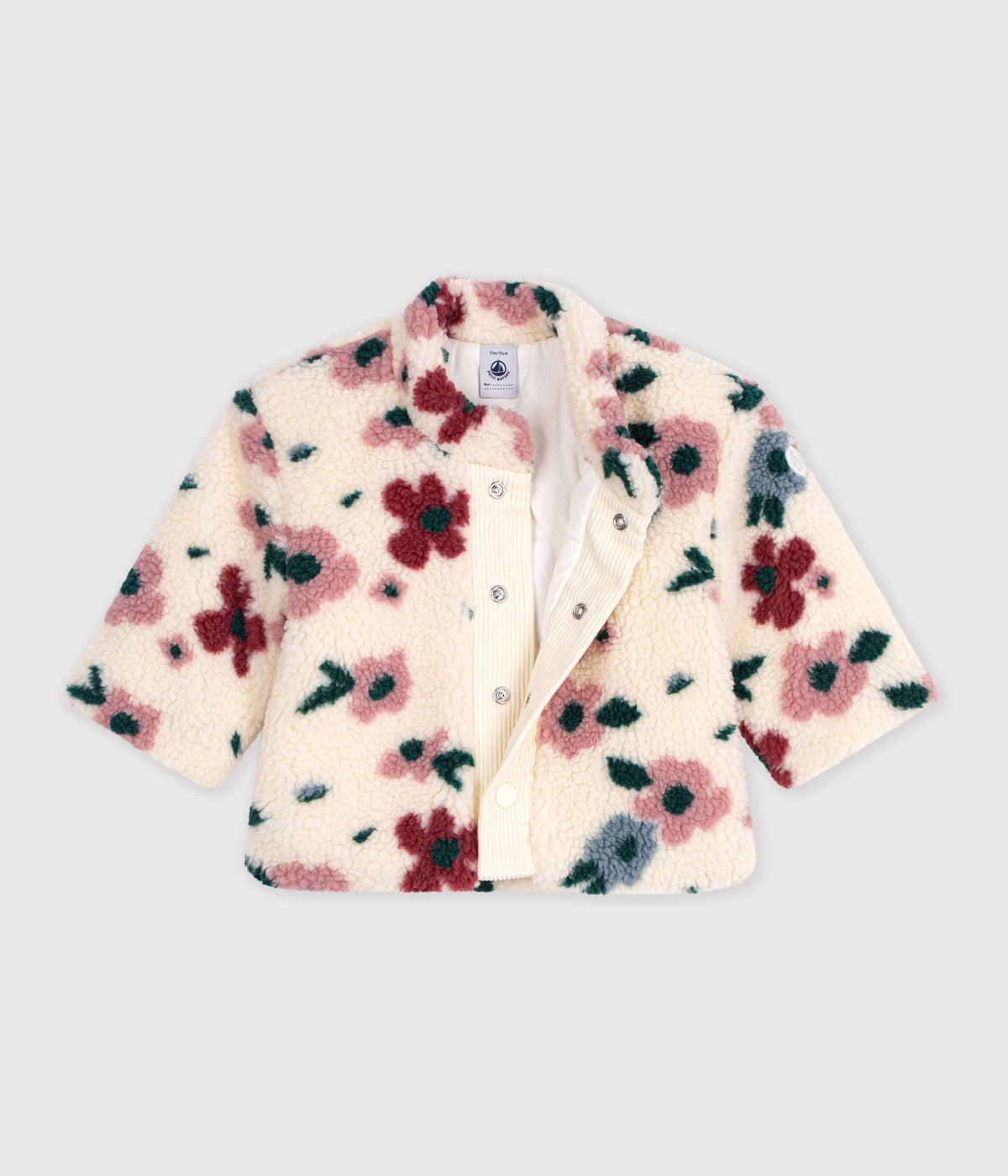 manteau-bébé-ouatiné-en-sherpa-imprimée-fleurs
