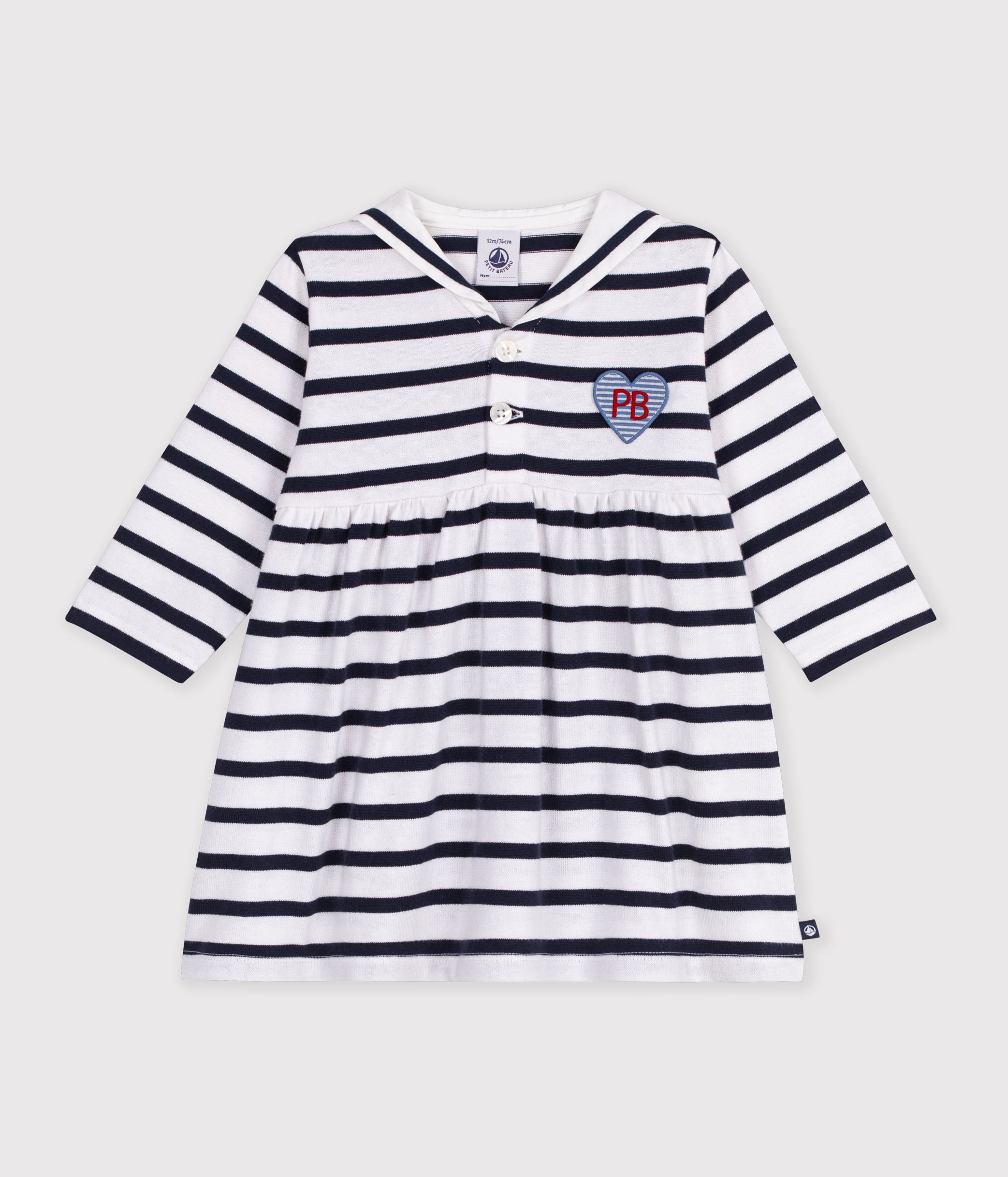 robe-bébé-en-coton-manches-longues-à-rayures-marinière