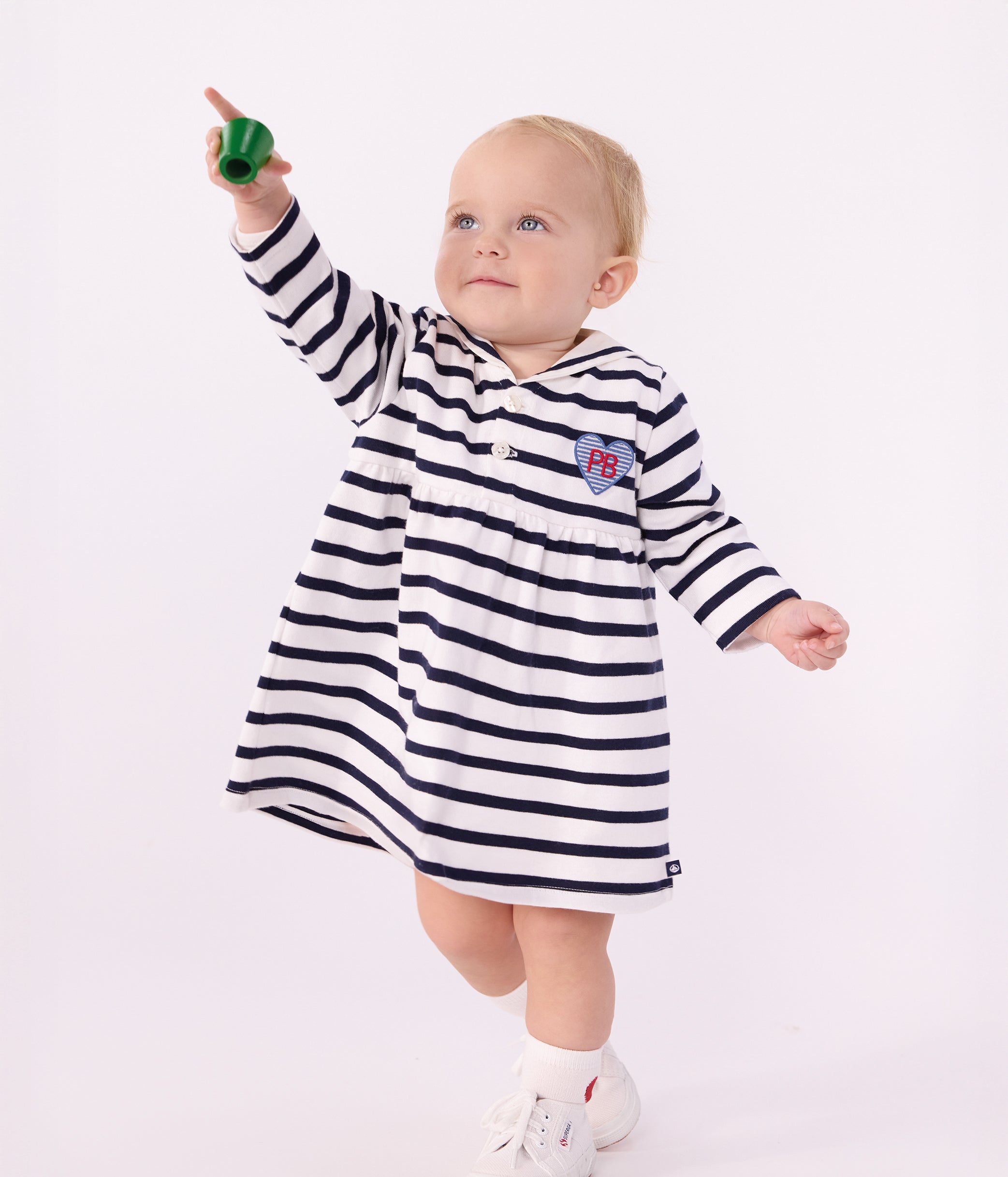 robe-bébé-en-coton-manches-longues-à-rayures-marinière
