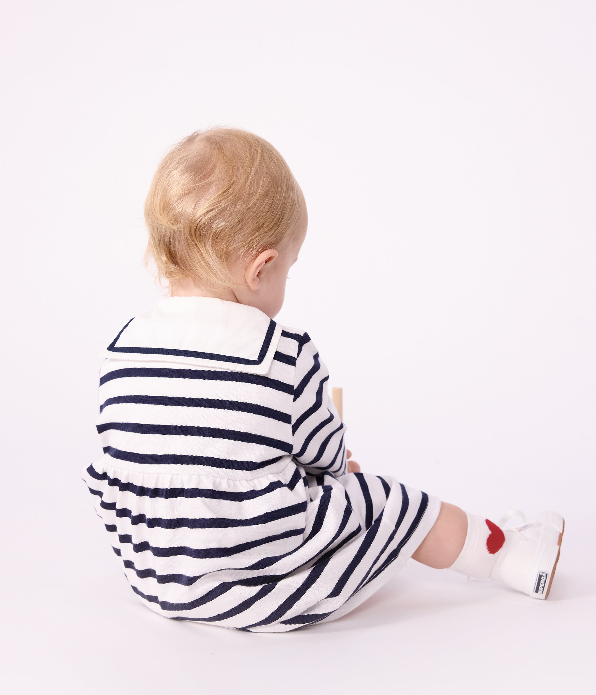 robe-bébé-en-coton-manches-longues-à-rayures-marinière