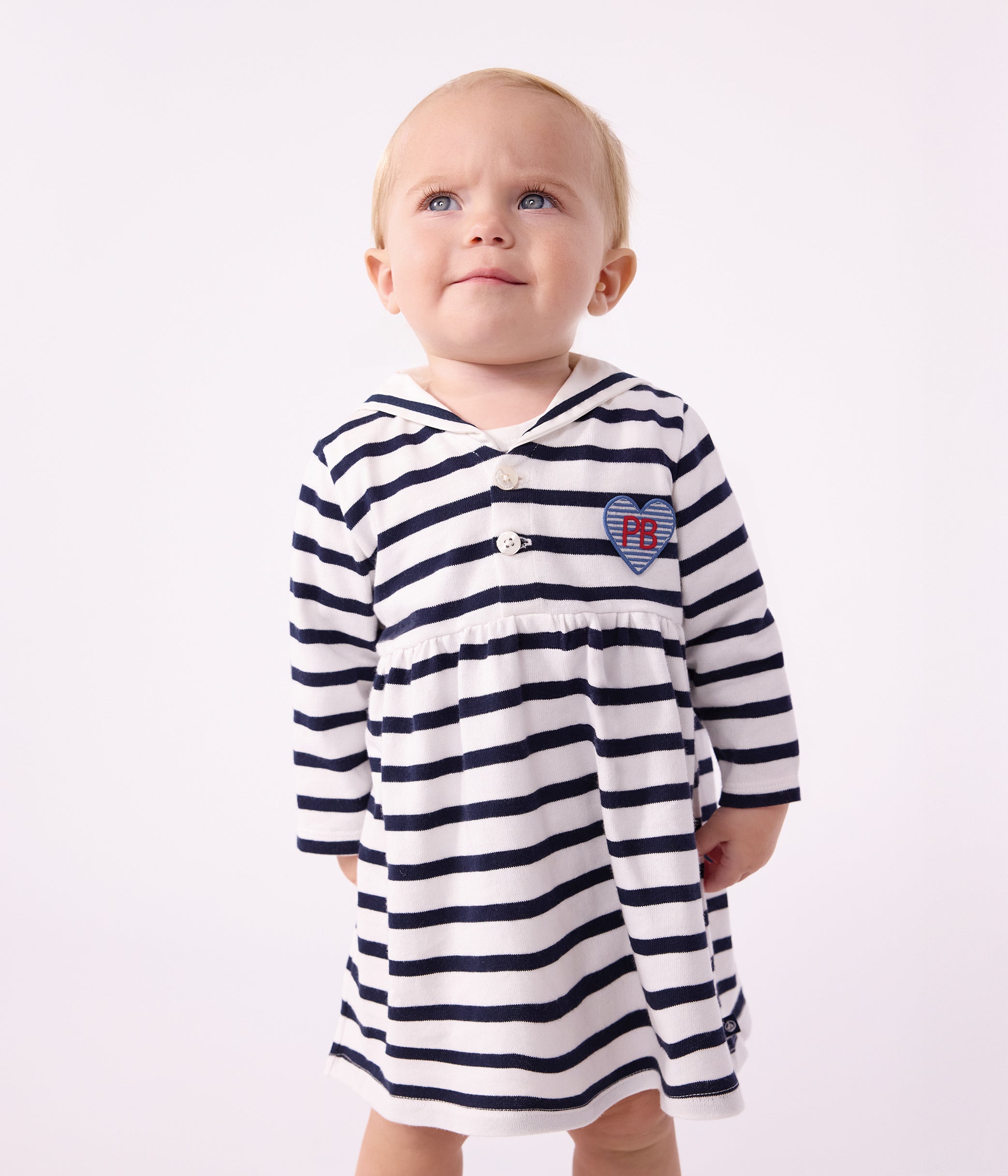robe-bébé-en-coton-manches-longues-à-rayures-marinière