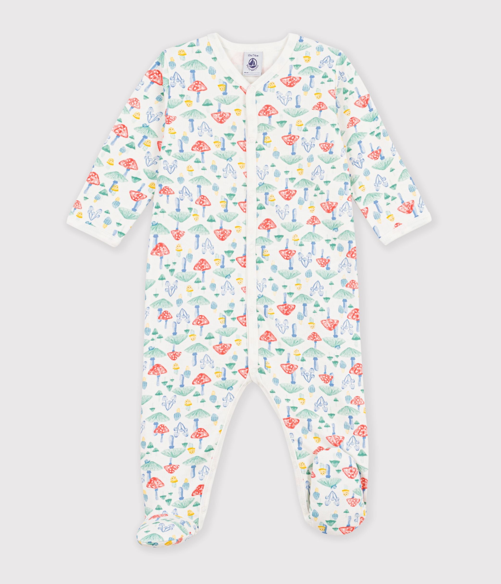 pyjama-bébé-en-molleton-imprimé-champignons
