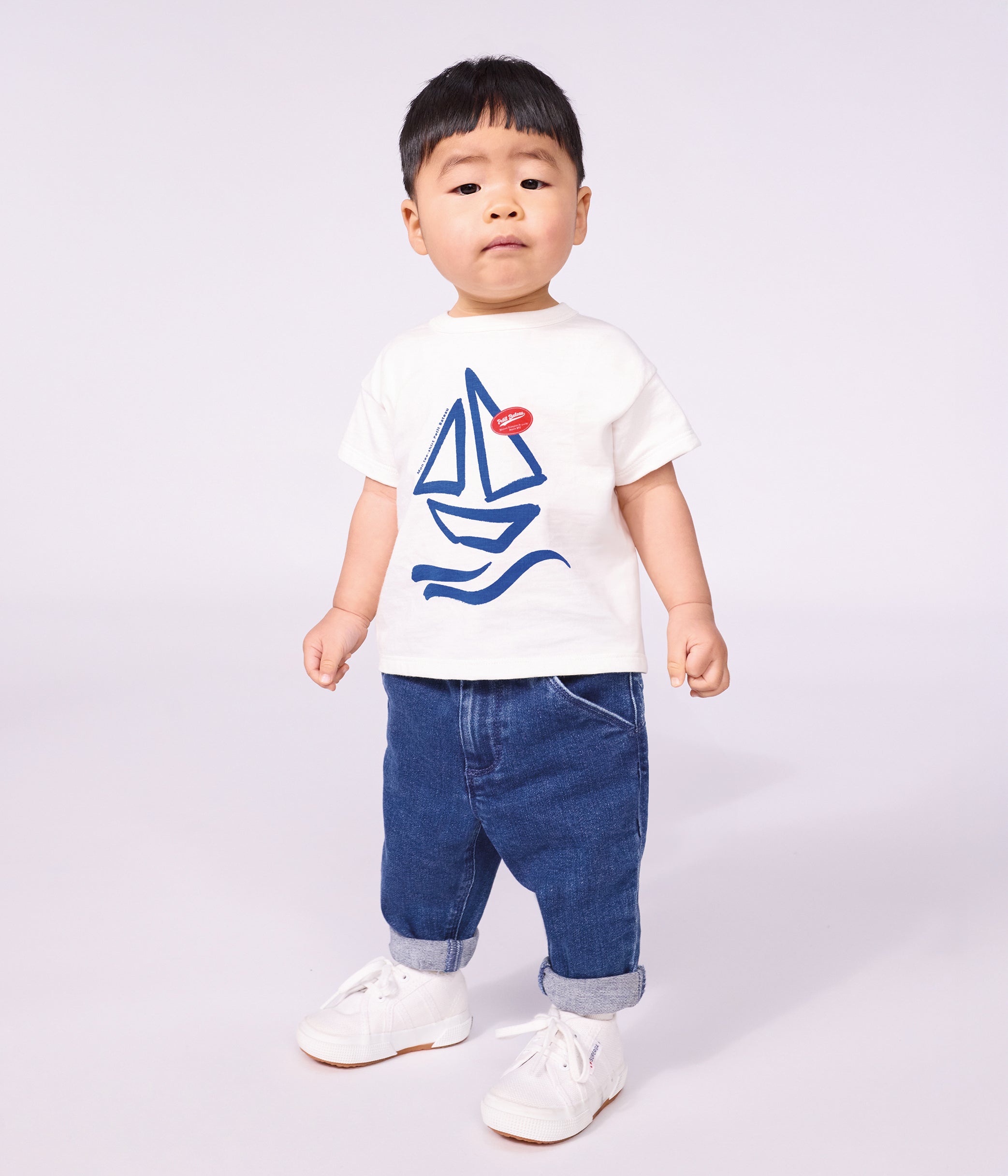 tee-shirt-bébé-en-coton-manches-courtes-uni-à-motif