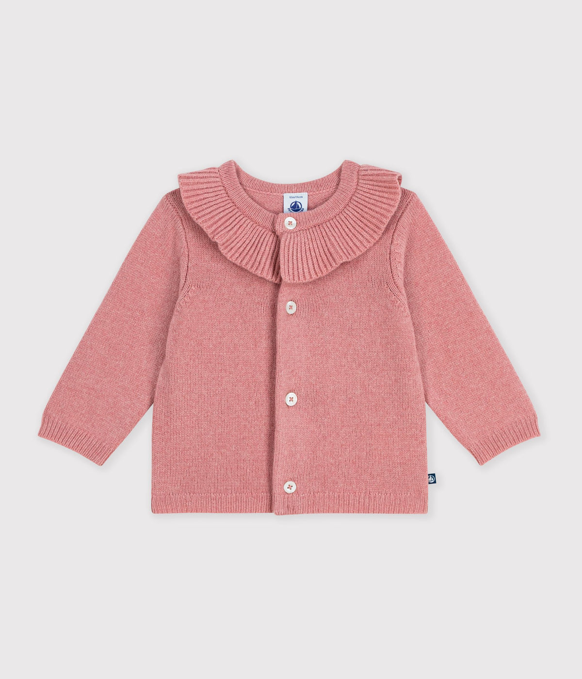 cardigan-bébé-en-tricot-laine-et-coton-uni-à-col