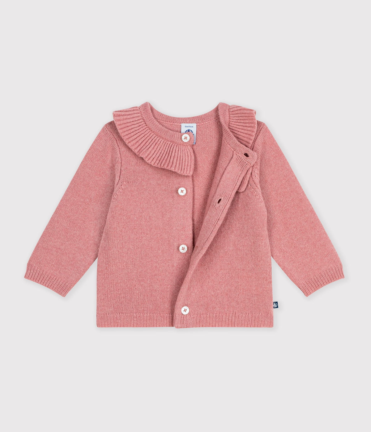 cardigan-bébé-en-tricot-laine-et-coton-uni-à-col
