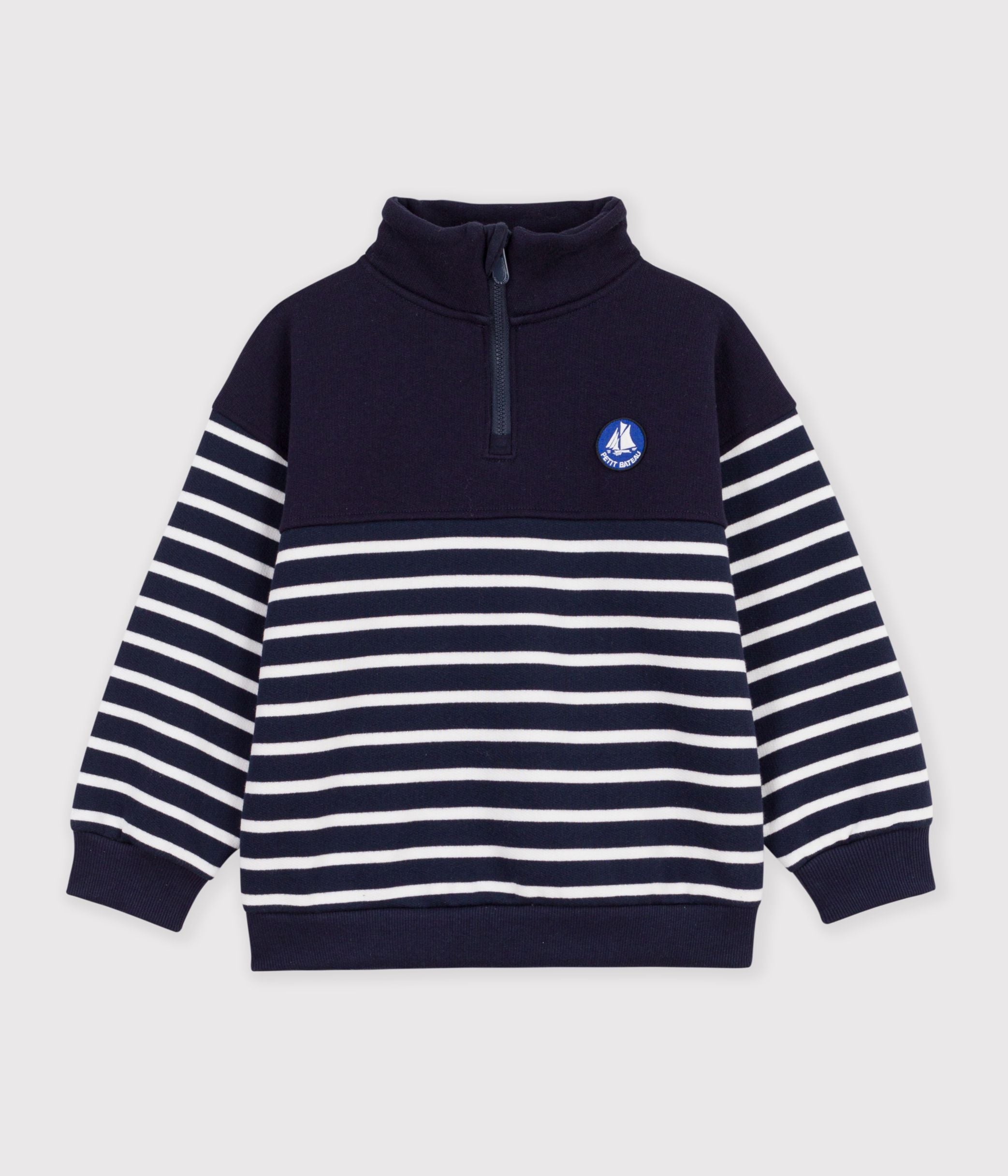 sweatshirt-col-camionneur-enfant-en-coton-à-rayures
