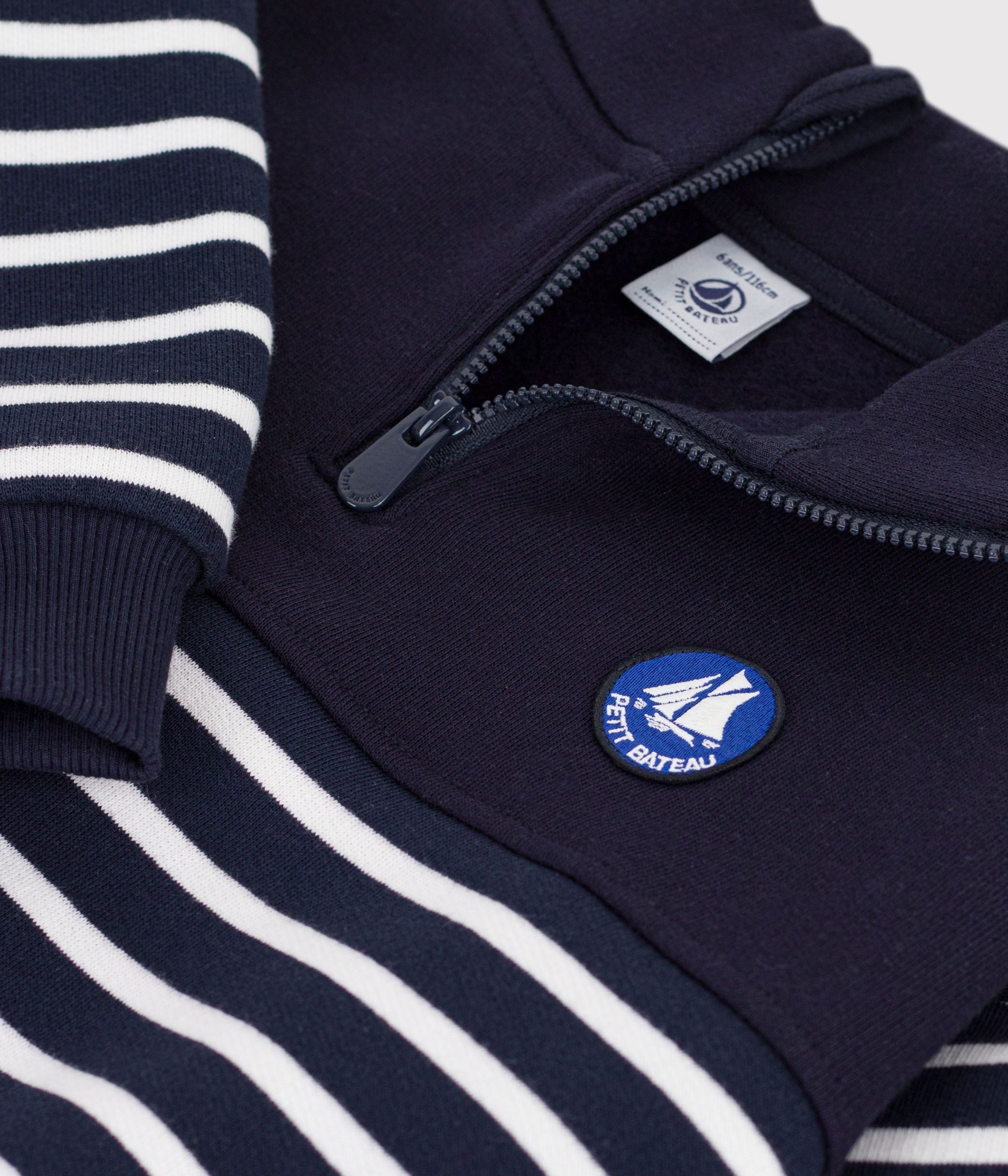 sweatshirt-col-camionneur-enfant-en-coton-à-rayures