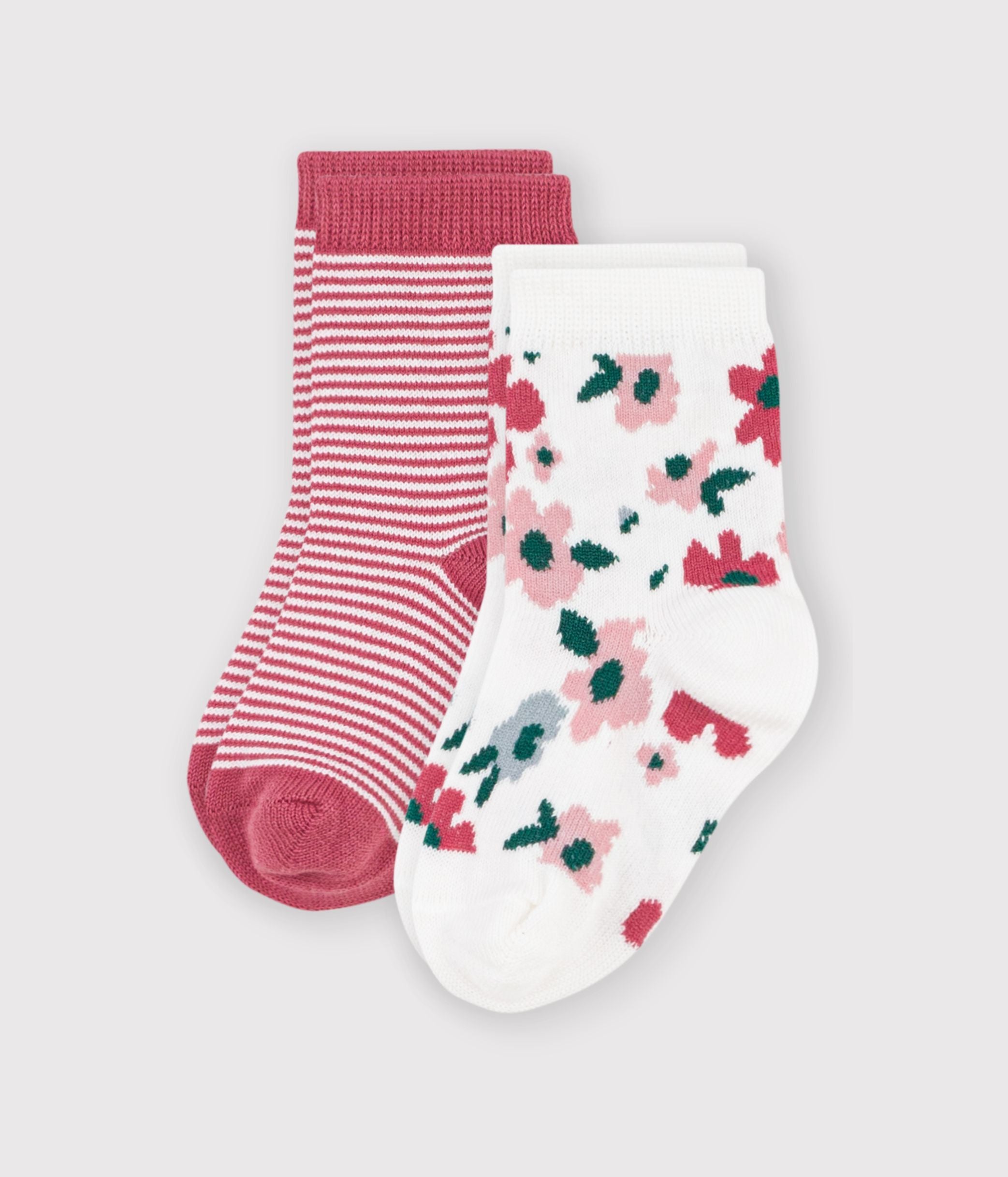 2-paires-de-chaussettes-bébé-en-coton-à-rayures-et-imprimé-fleurs