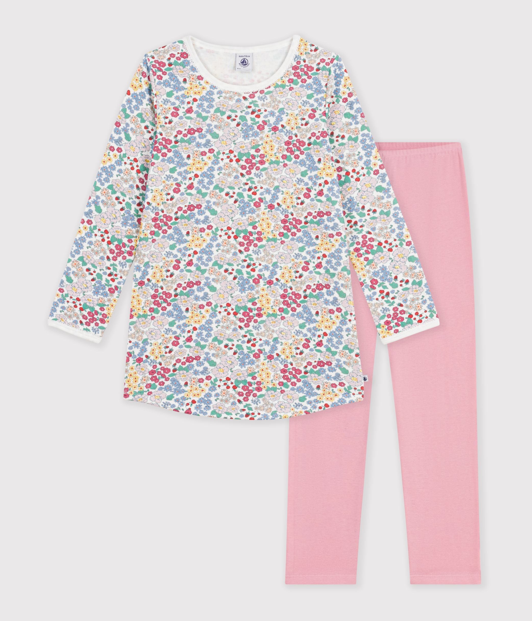 chemise-de-nuit-et-legging-enfant-en-tubique-à-fleurs