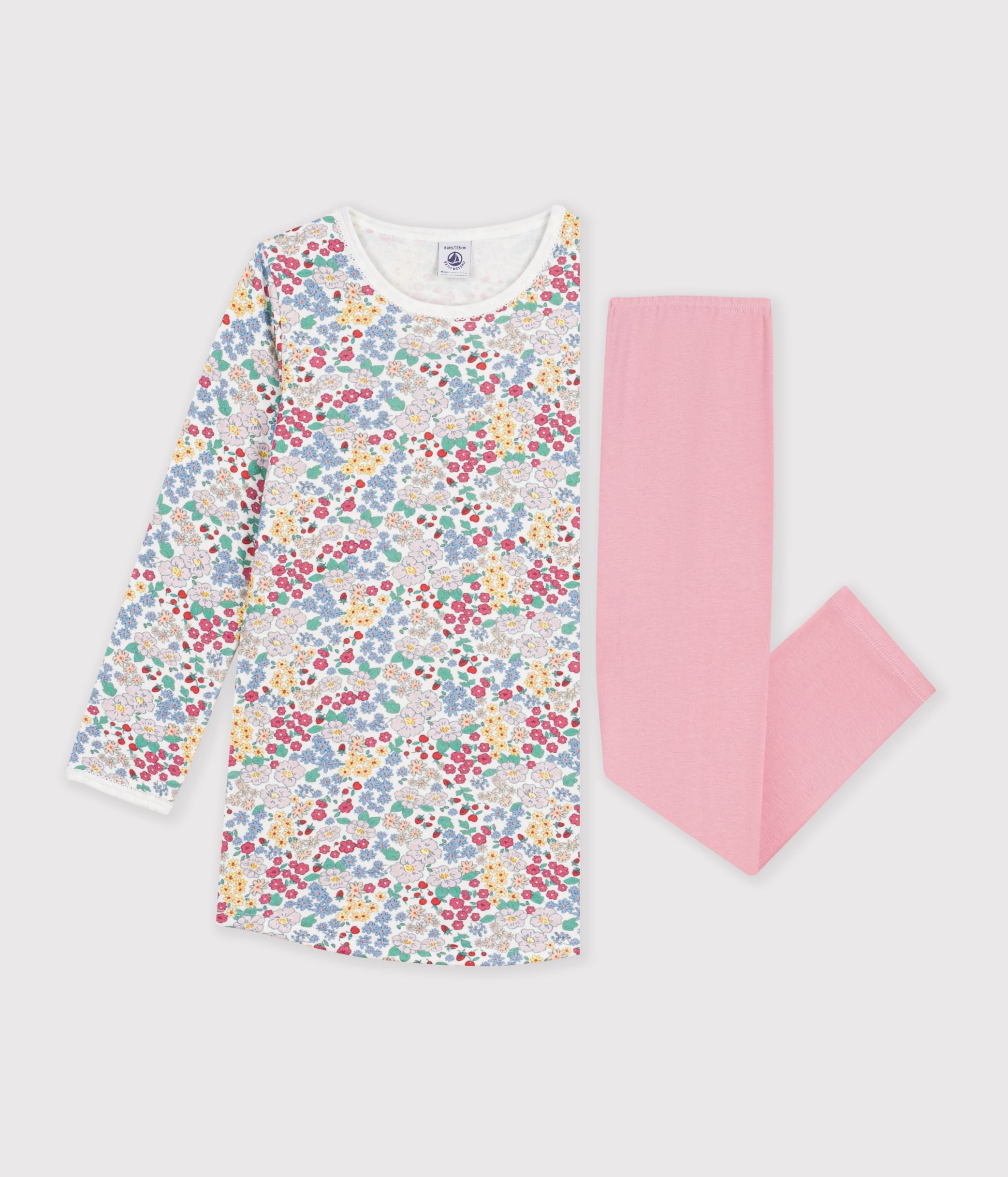 chemise-de-nuit-et-legging-enfant-en-tubique-à-fleurs