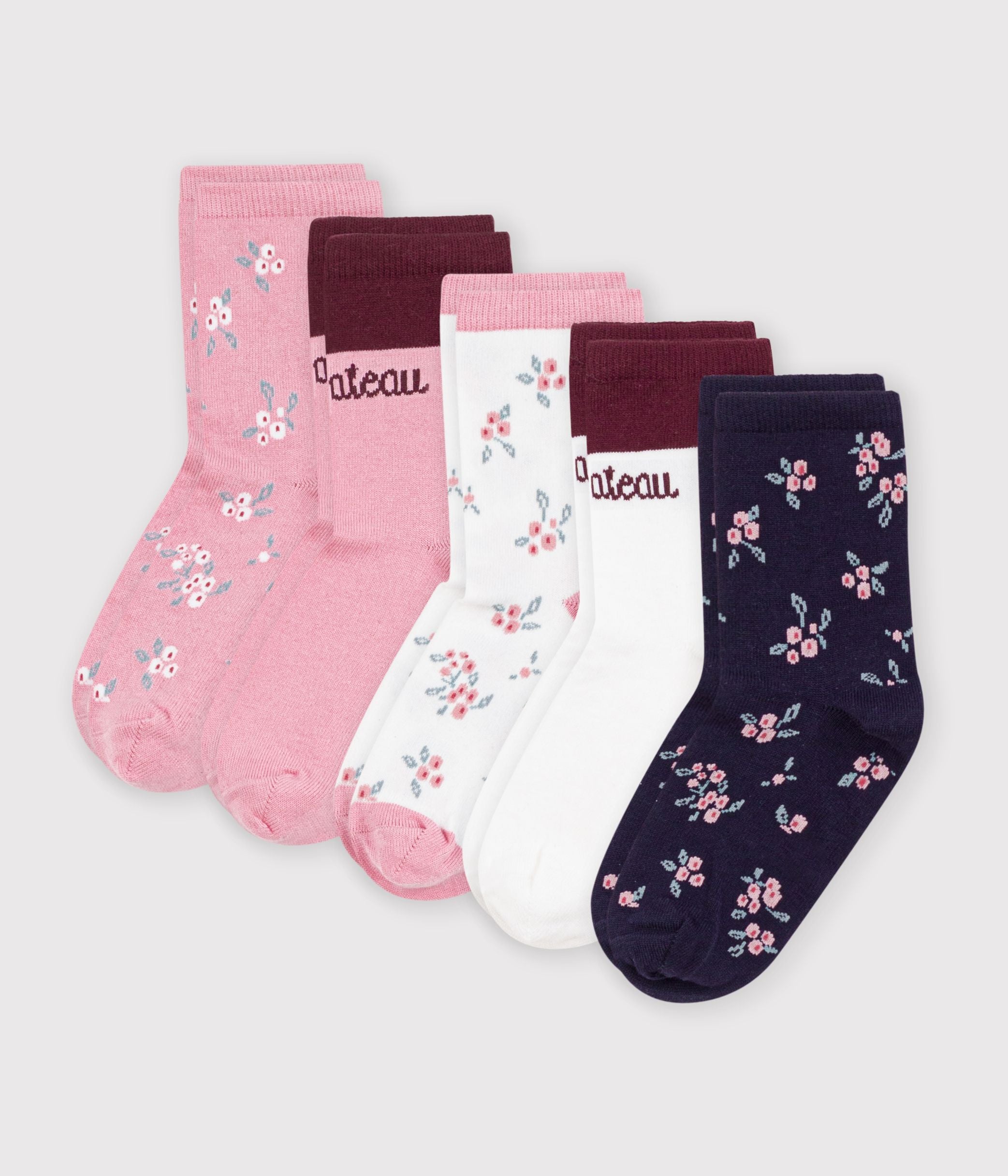 5-paires-de-chaussettes-enfant-en-coton-imprimé-à-fleurs