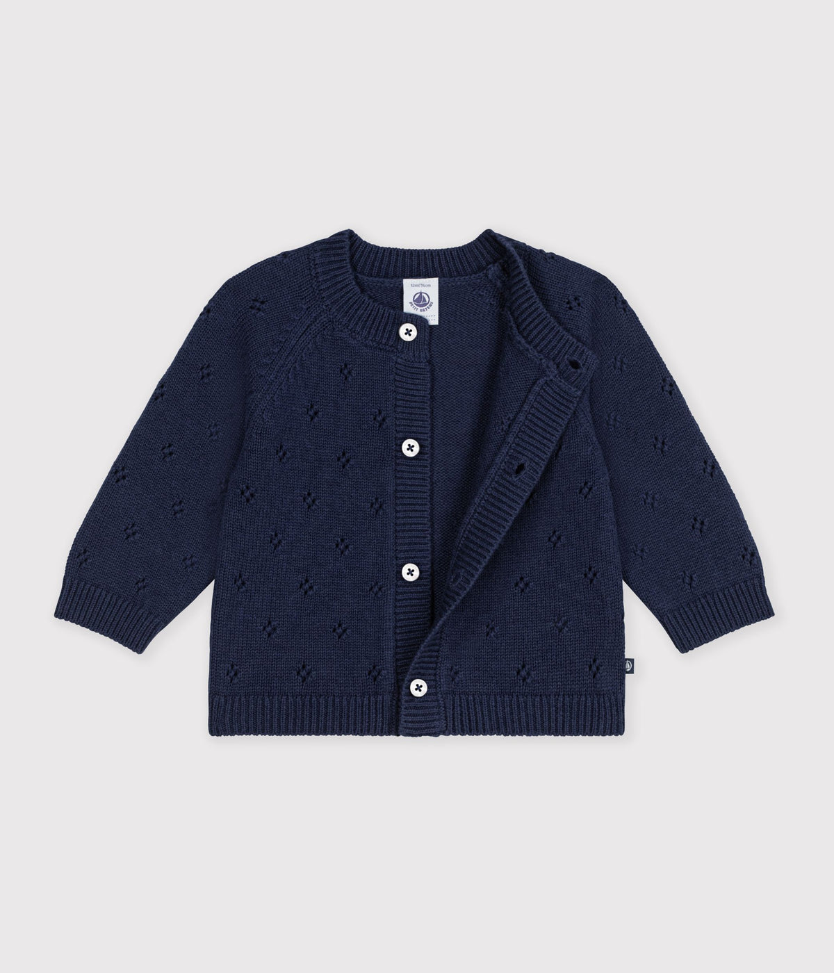 cardigan-bébé-en-tricot-laine-et-coton-uni