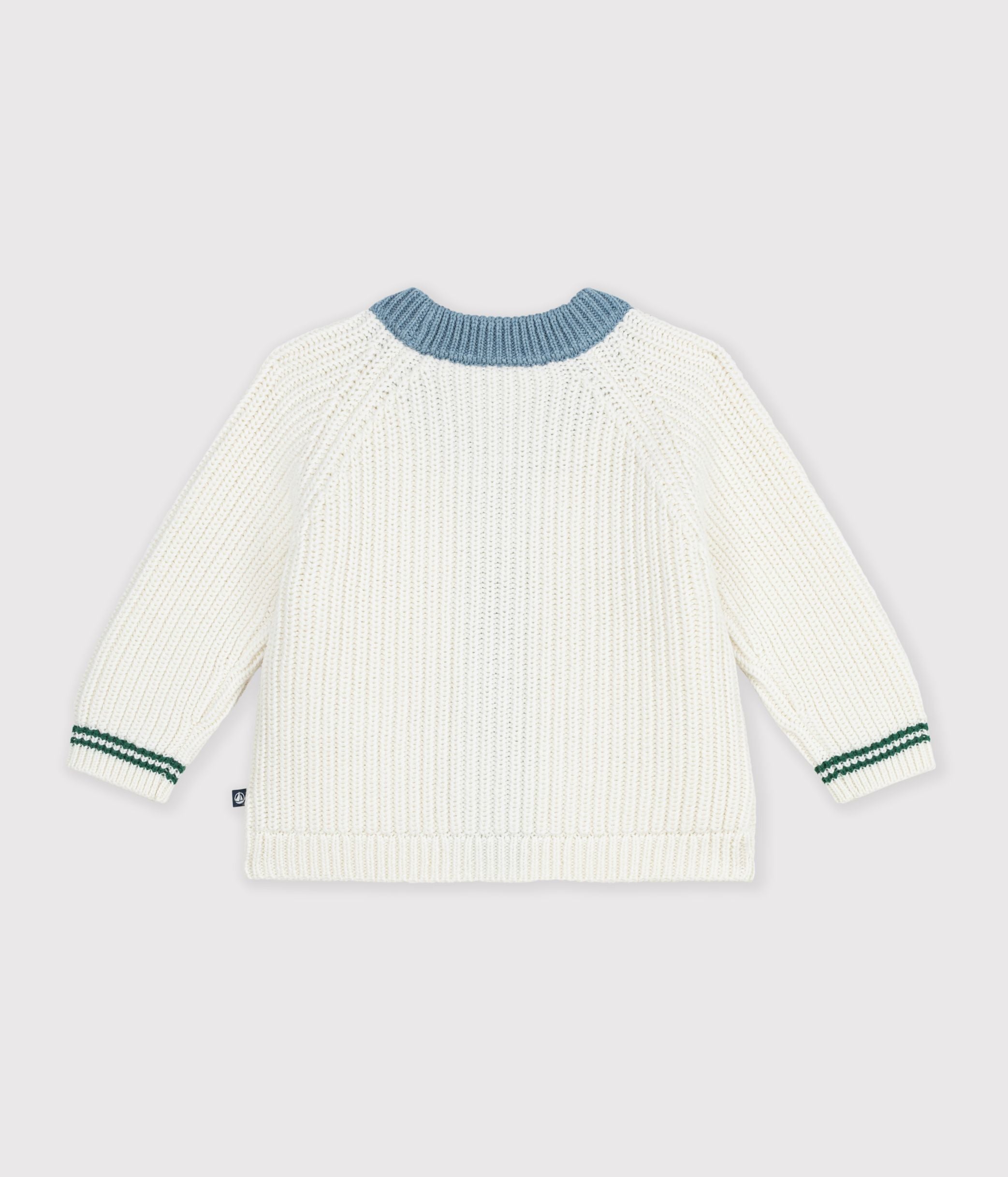 cardigan-bébé-en-tricot-laine-et-coton-à-détails-contrastés