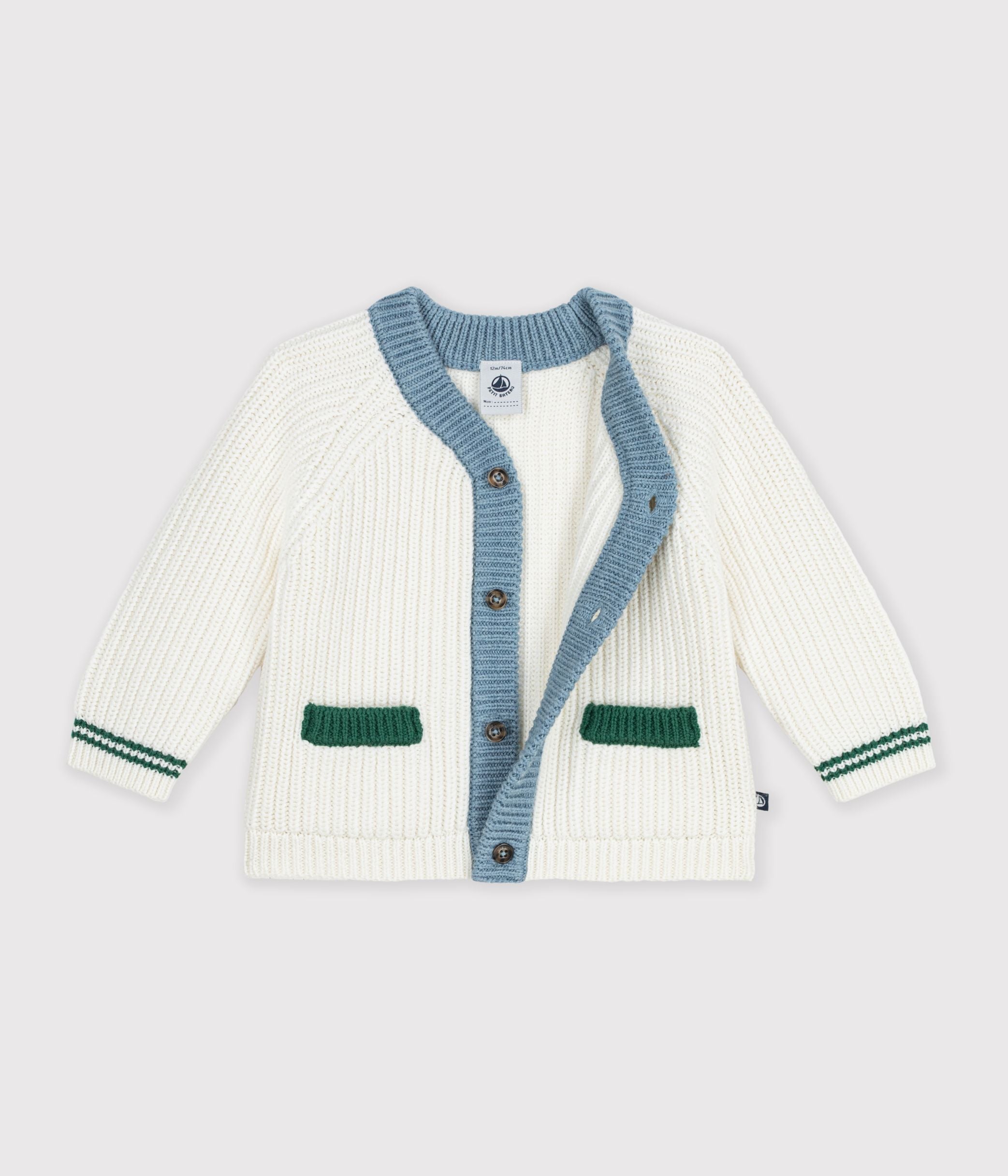 cardigan-bébé-en-tricot-laine-et-coton-à-détails-contrastés