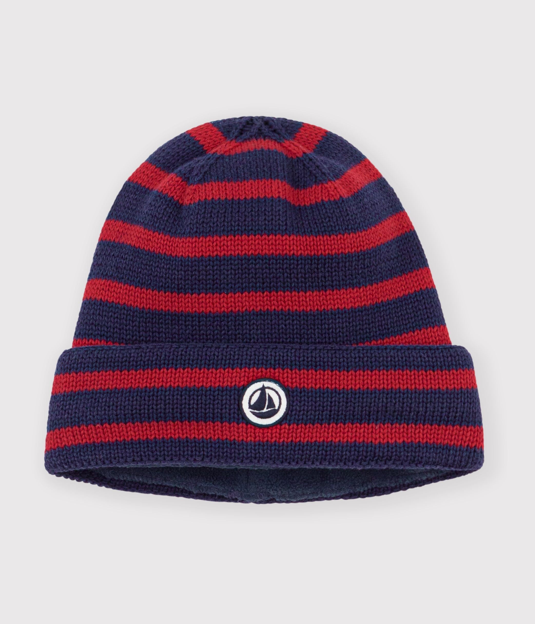 bonnet-enfant-à-rayures-en-tricot-doublé-polaire