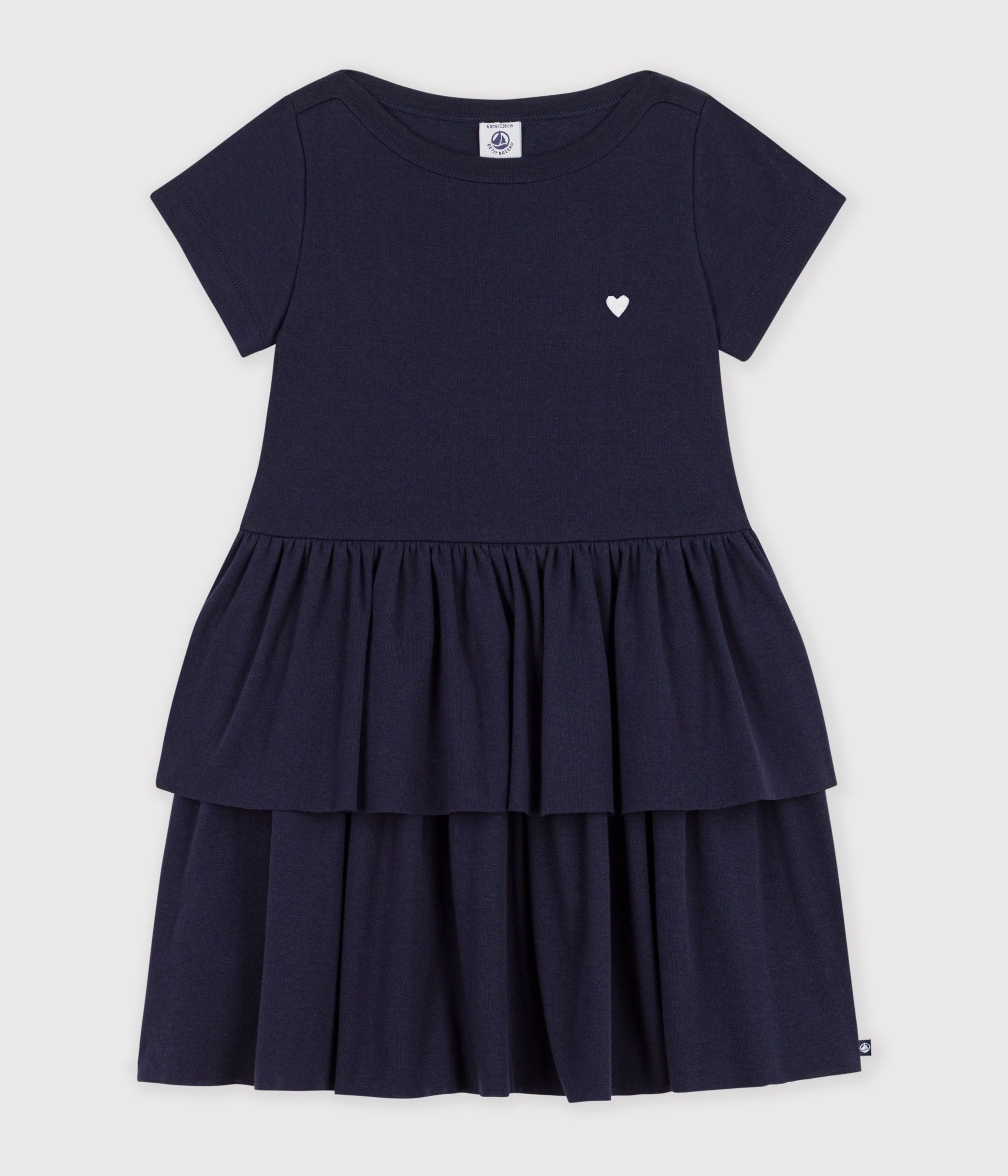 robe-enfant-en-coton-manches-courtes-unie
