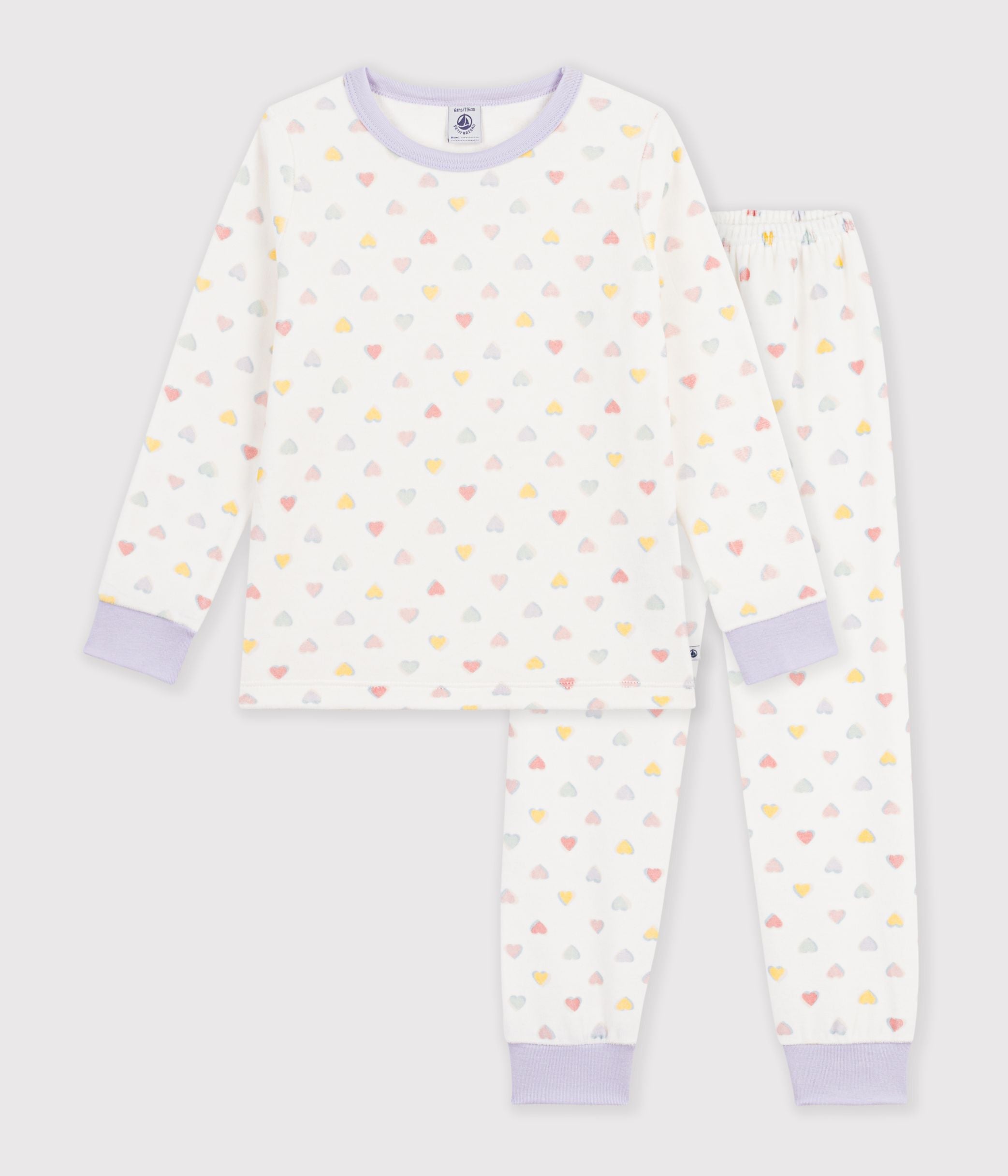 pyjama-enfant-en-velours-à-coeurs