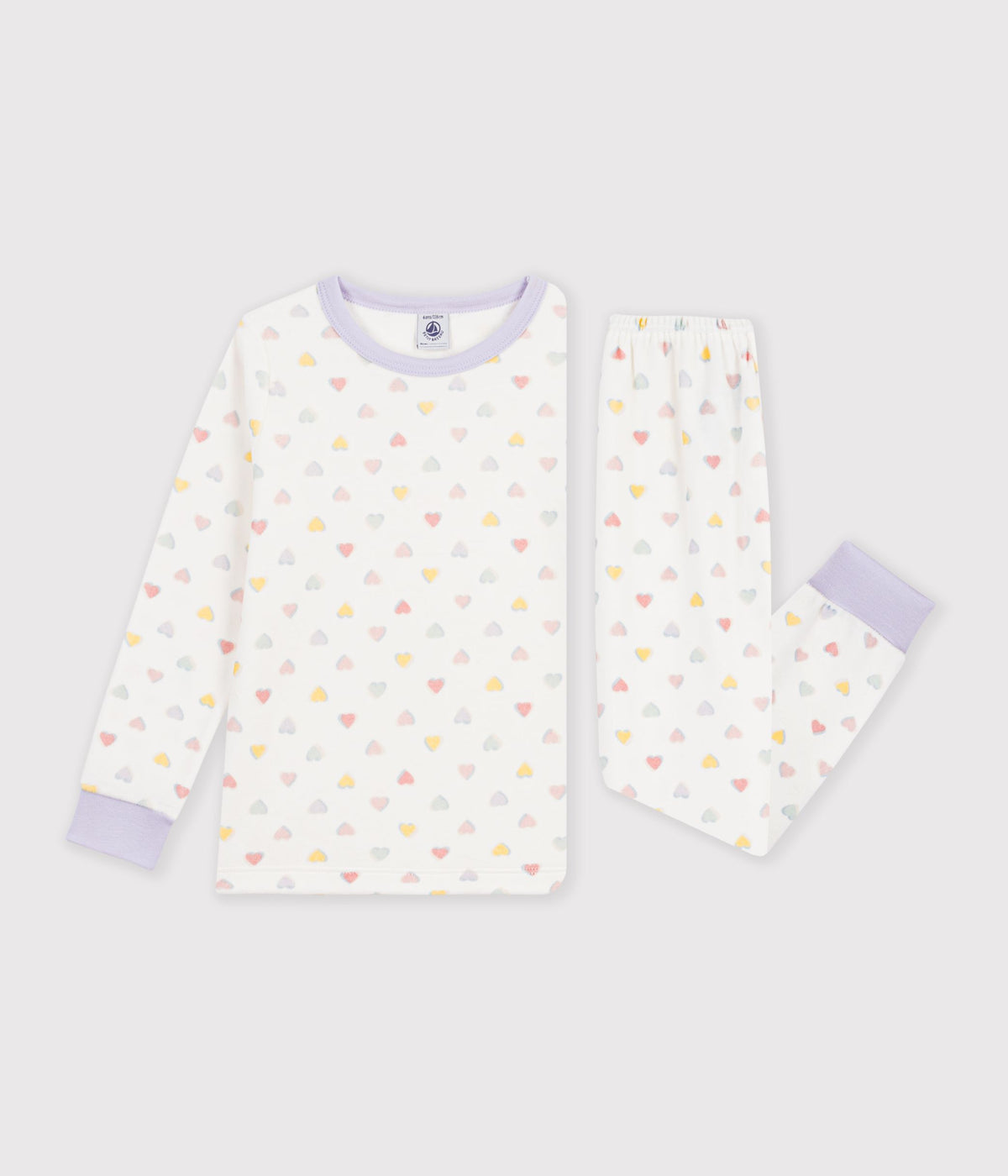 pyjama-enfant-en-velours-à-coeurs