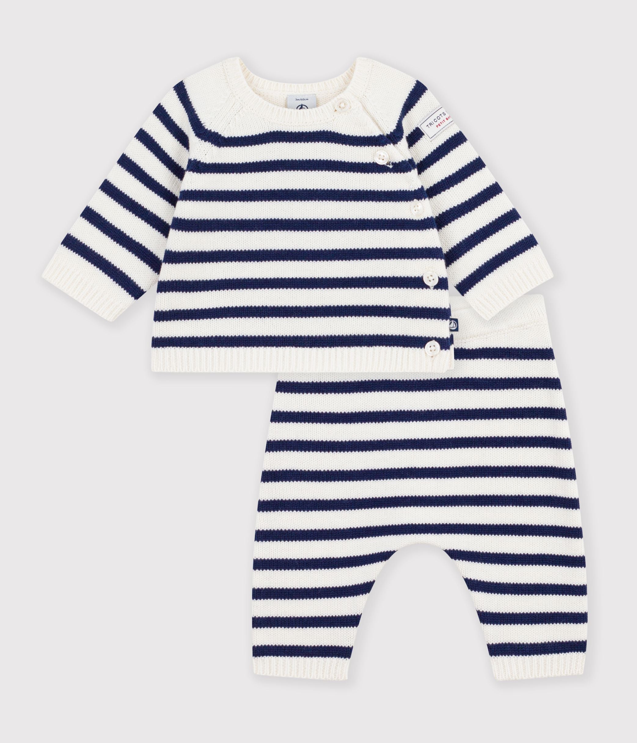 ensemble-2-pièces-bébé-rayure-marinière-en-tricot