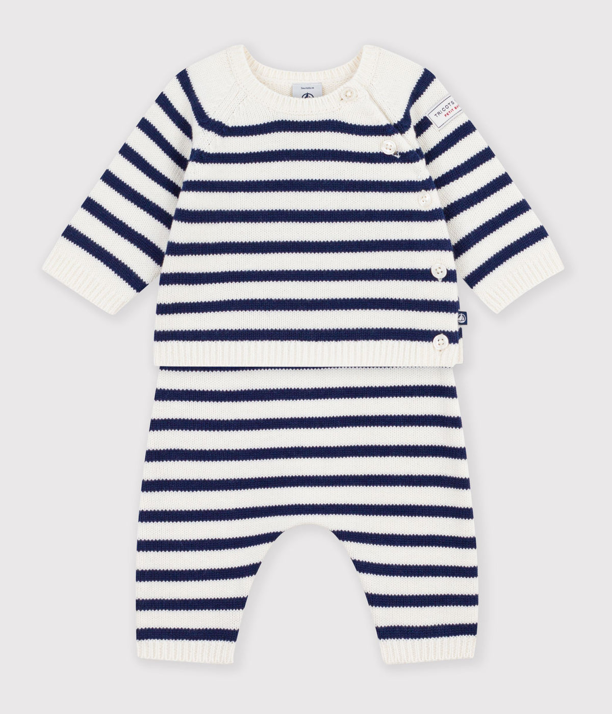 ensemble-2-pièces-bébé-rayure-marinière-en-tricot