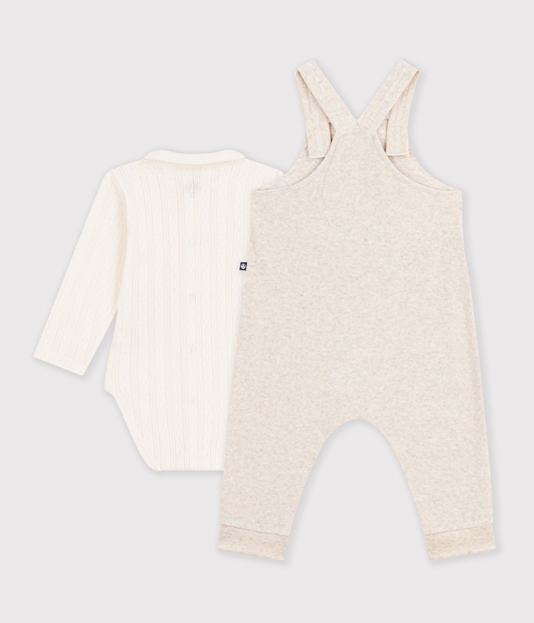 ensemble-salopette-et-body-bébé-en-coton-avec-col-uni