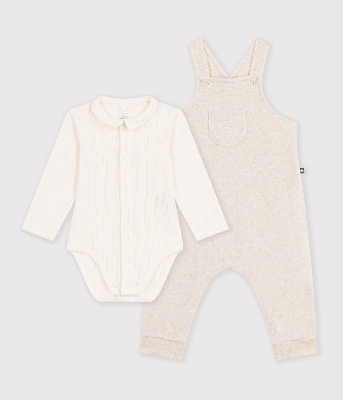 ensemble-salopette-et-body-bébé-en-coton-avec-col-uni