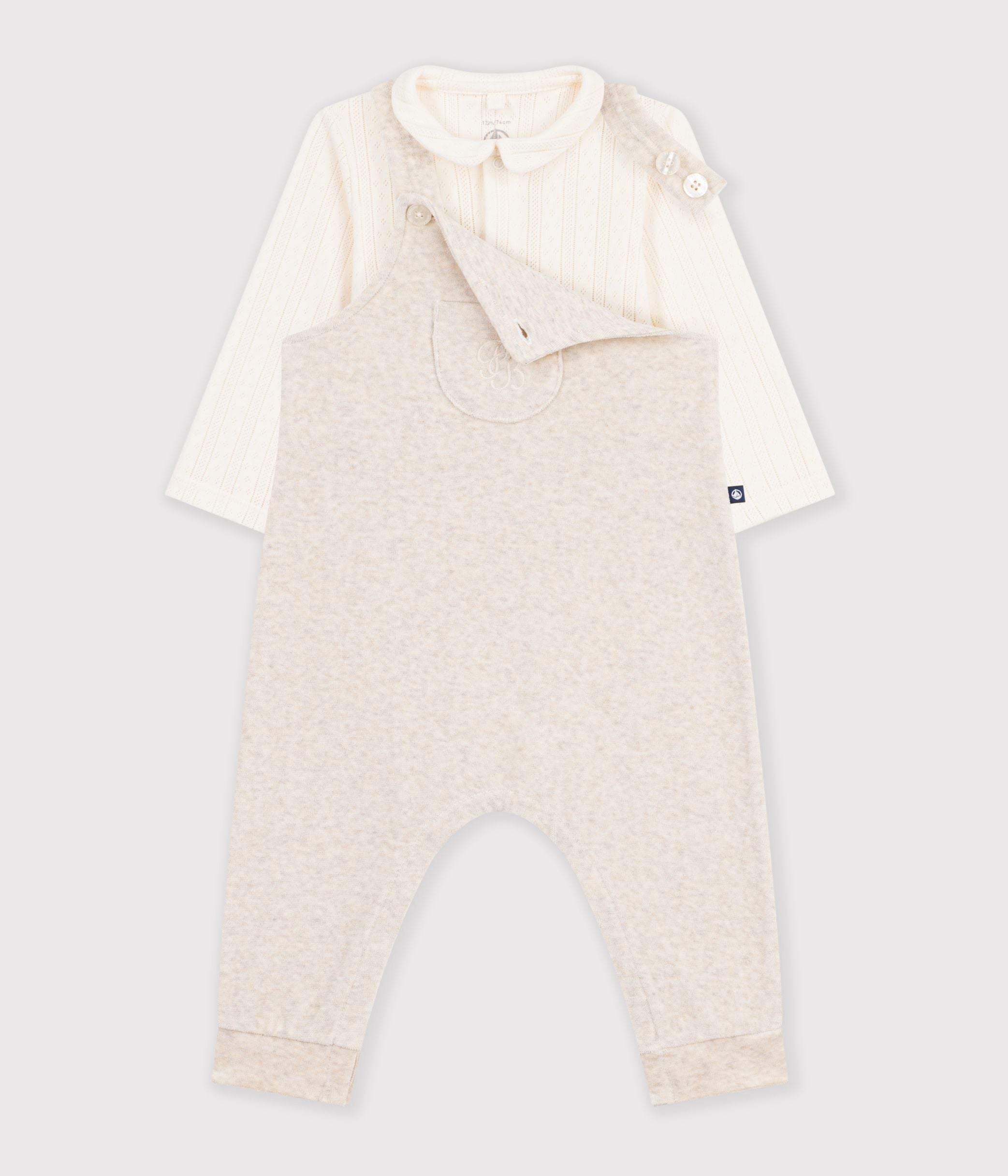 ensemble-salopette-et-body-bébé-en-coton-avec-col-uni