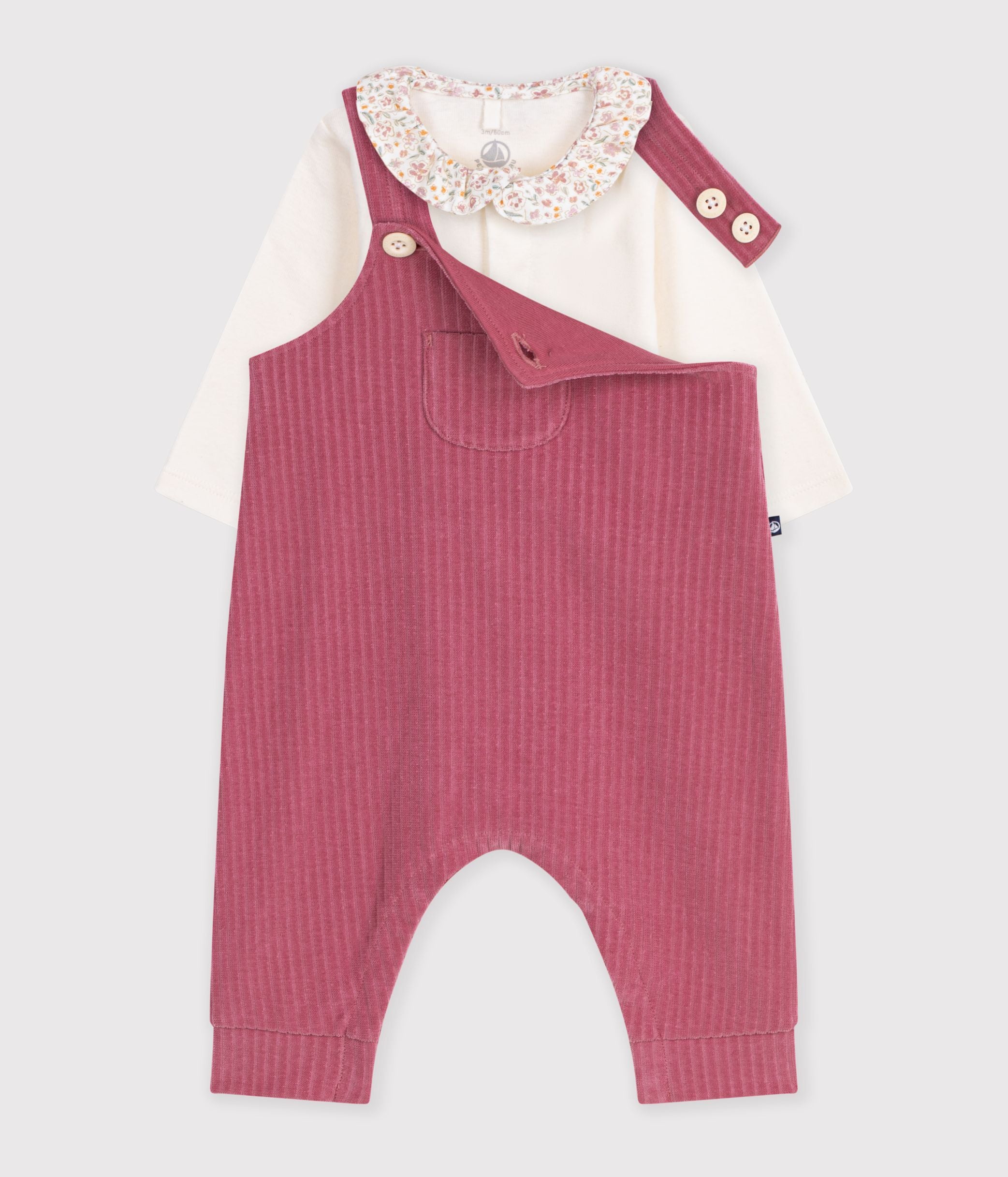 ensemble-salopette-et-body-bébé-en-coton-avec-col-uni