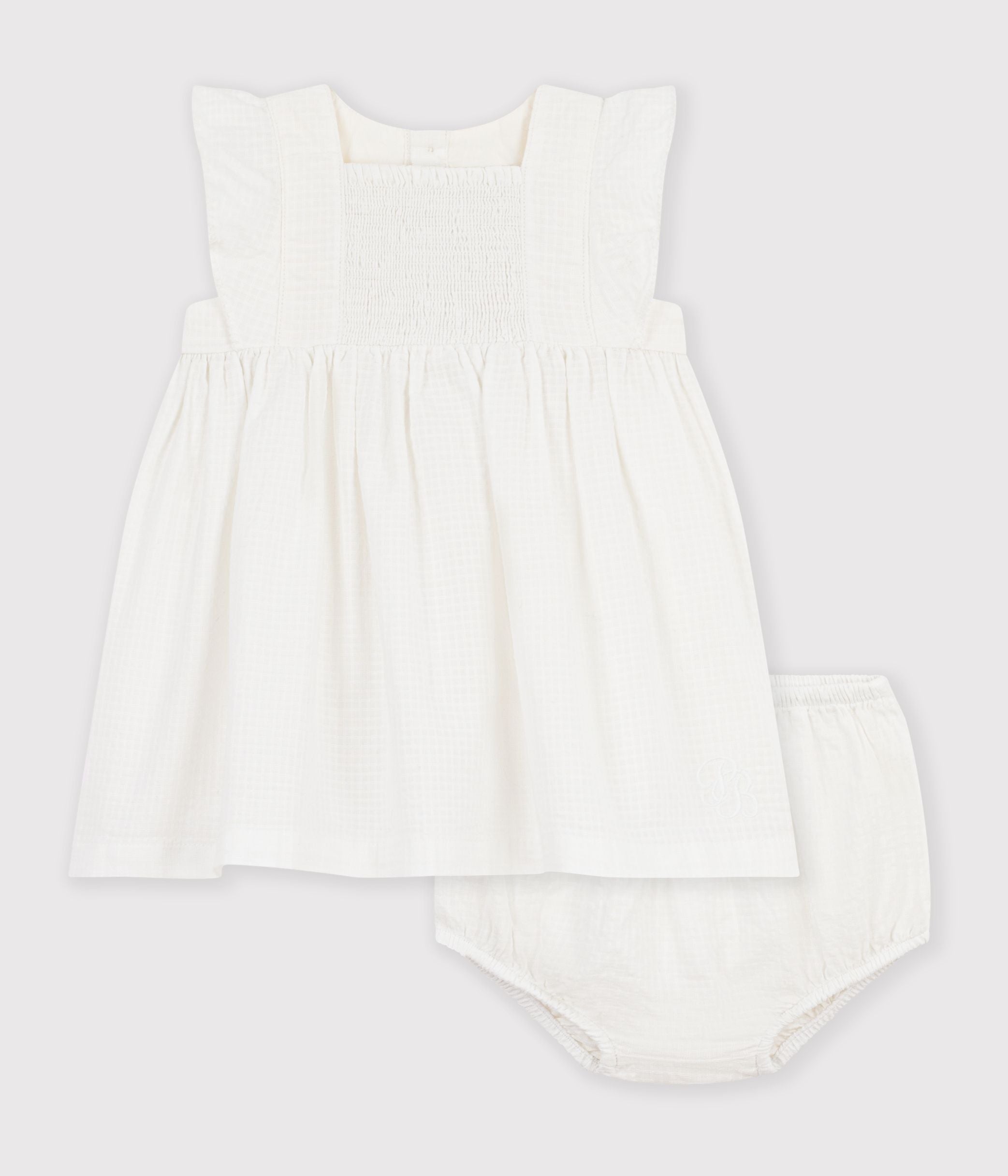 robe-bébé-en-coton-manches-courtes-unie